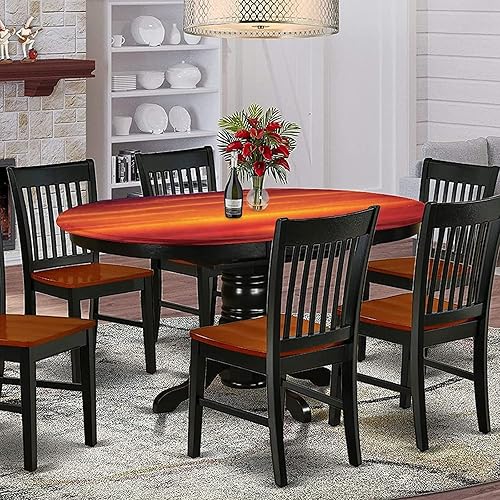 Miniatura 2 de Oval Fitted Tablecloth, Ocean Decor Elasticized Polyester Table Cover,Sunrise over The Sea in Morning Print Fitted Table Cloth, Fits Oval Tables up