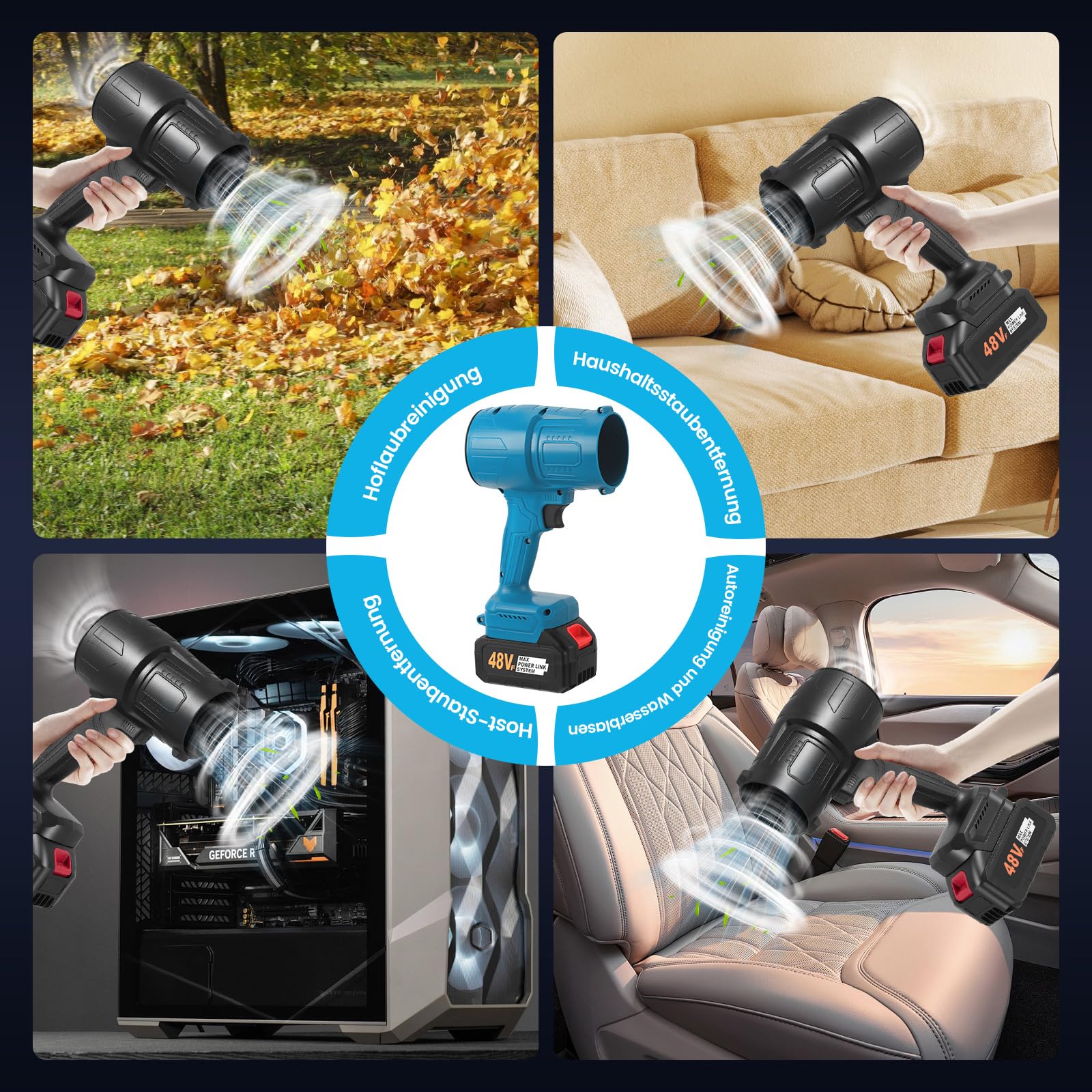 Pequeño soplador de hojas inalámbrico, batería de soplador de polvo,soplador de polvo eléctrico portátil,Soplador de mano (negro)