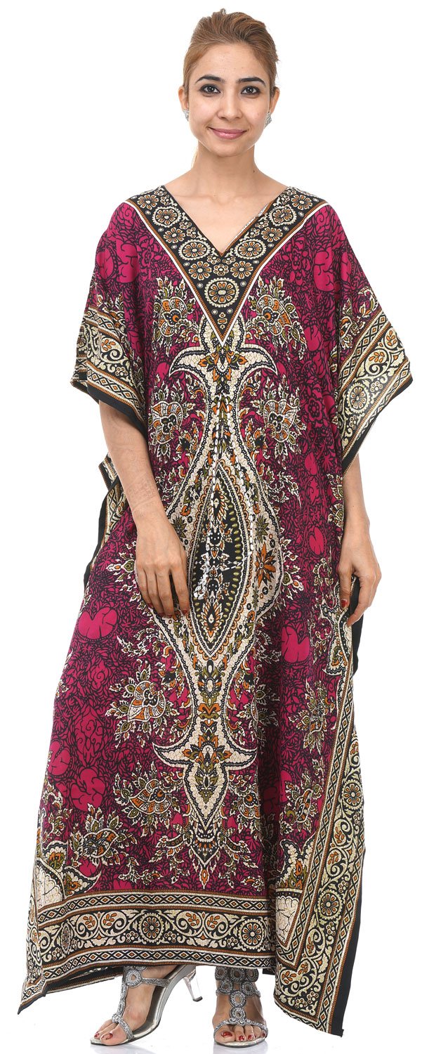 Odishabazaar Maxi Length Caftan For Women - Lightweight Cinch Waist Kaftan Dress