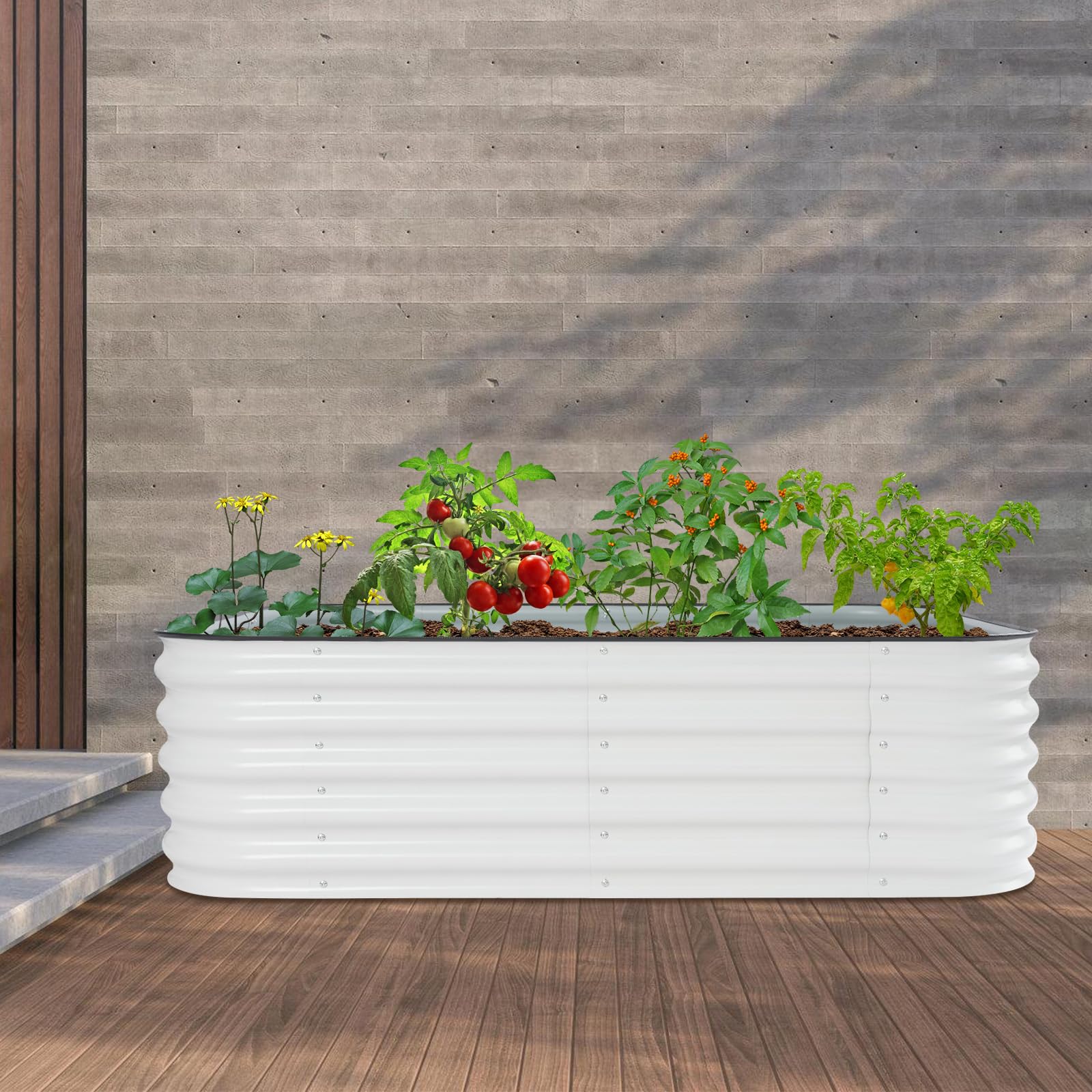 Bancal alto para jardín, bancal alto, metal, 195 × 60 × 43 cm, para jardín y terraza