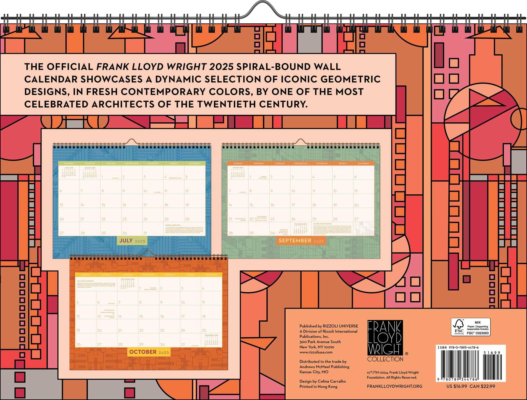 Calendario da parete 2025 di Frank Lloyd Wright