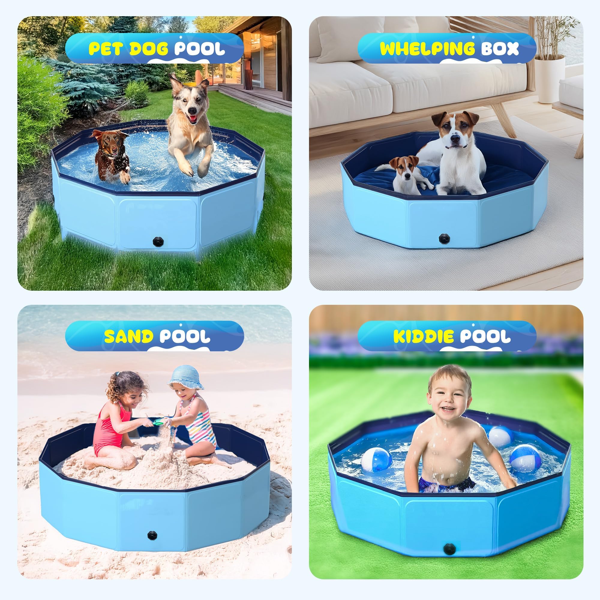 Piscina Perros Grandes - Bañera Piscina para Perros y Piscinas Desmontables con Superficie Antideslizante (160x30cm) | Piscina Plegable Perros pequeños de PVC Espesado
