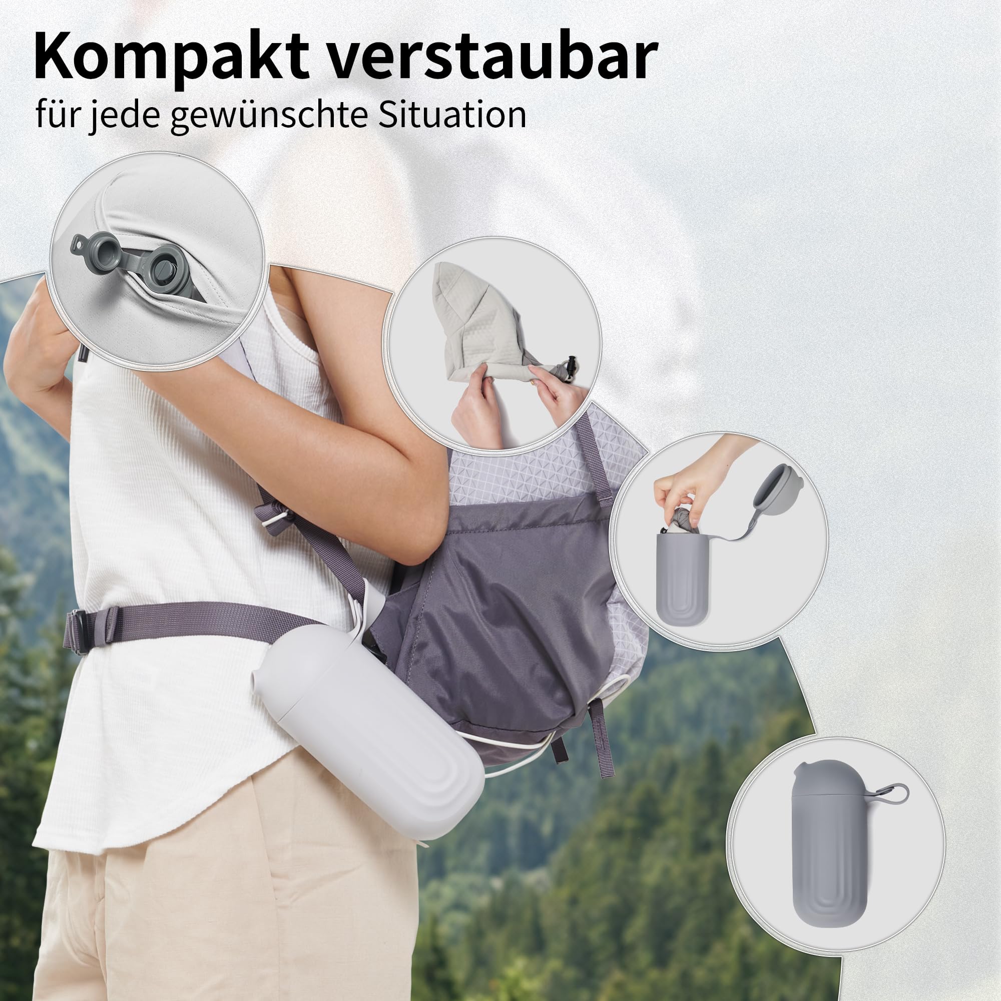 Naturehike Coussin de Cou Avion Gonflable, Coussin à Air Gonflable Voyage, Coussin de Cou Léger Adulte pour Avion, Train, Bureau (Gris)