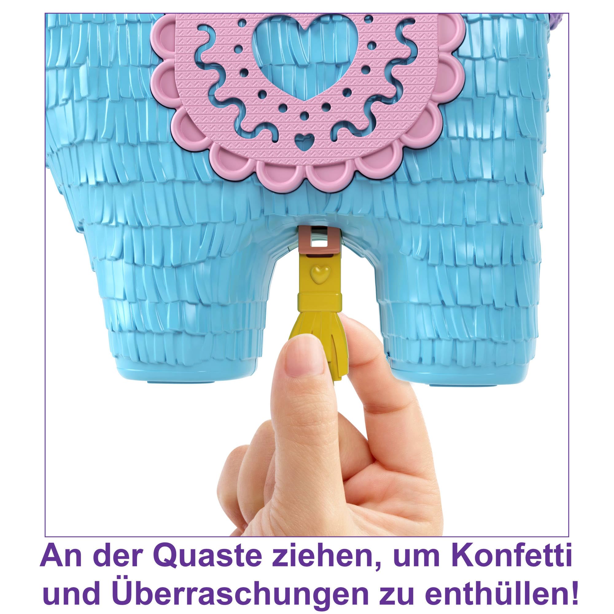 Polly Pocket Schatulle, Lama im Pyjama Party Thema, mit 25 Zubehörteilen wie 2 Puppen und 2 Lamas, interaktive Elemente für intensives Spielen, Spielzeug ab 4 Jahre, HHX74