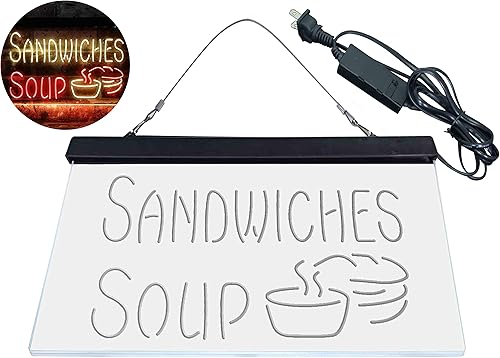 Miniatura 8 de ADVPRO Sandwiches Soup Café - Letrero de neón LED de doble color, rojo y amarillo, 24 x 16 pulgadas st6s64-i3838-ry
