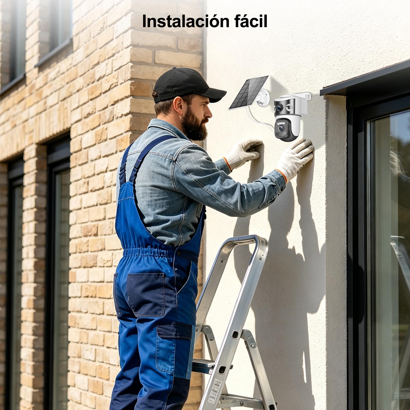 2K Camara Vigilancia WiFi Exterior con Panel Solar,Cámara Solar con Panel,Visión Nocturna Color,PTZ,Audio bidireccional