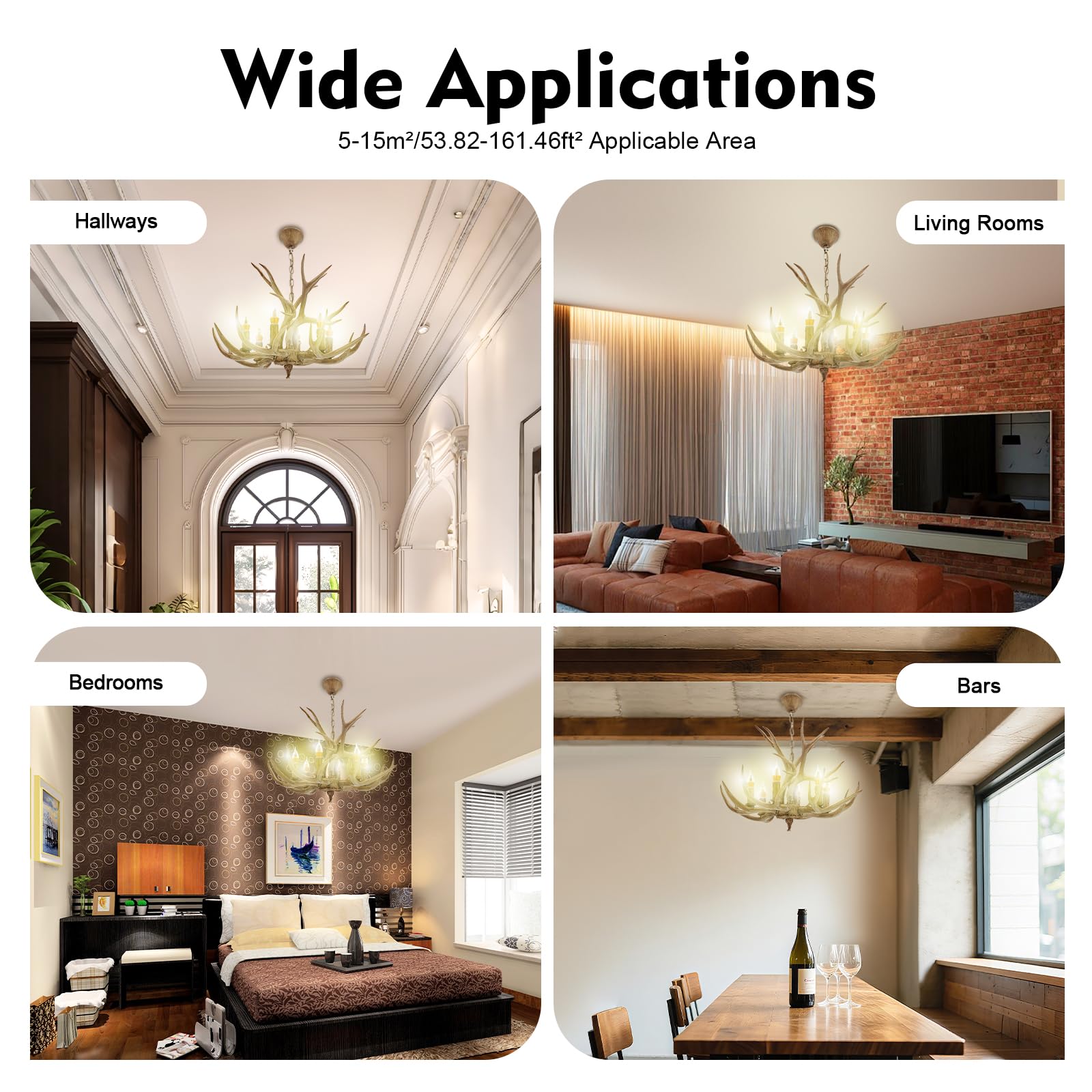 Geweih Lampe, 6 Lichter Deckenlampe Bauernhaus Pendelleuchte, Kronleuchter für Wohnzimmer Küche Esszimmer, Durchdachtes Design