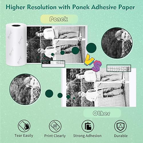 Miniatura 5 de Ponek Mini papel autoadhesivo para impresora de bolsillo M02T02M02 ProM02SM03M03ASM04S, papel adhesivo para diario, fotos, notas, manualidades,