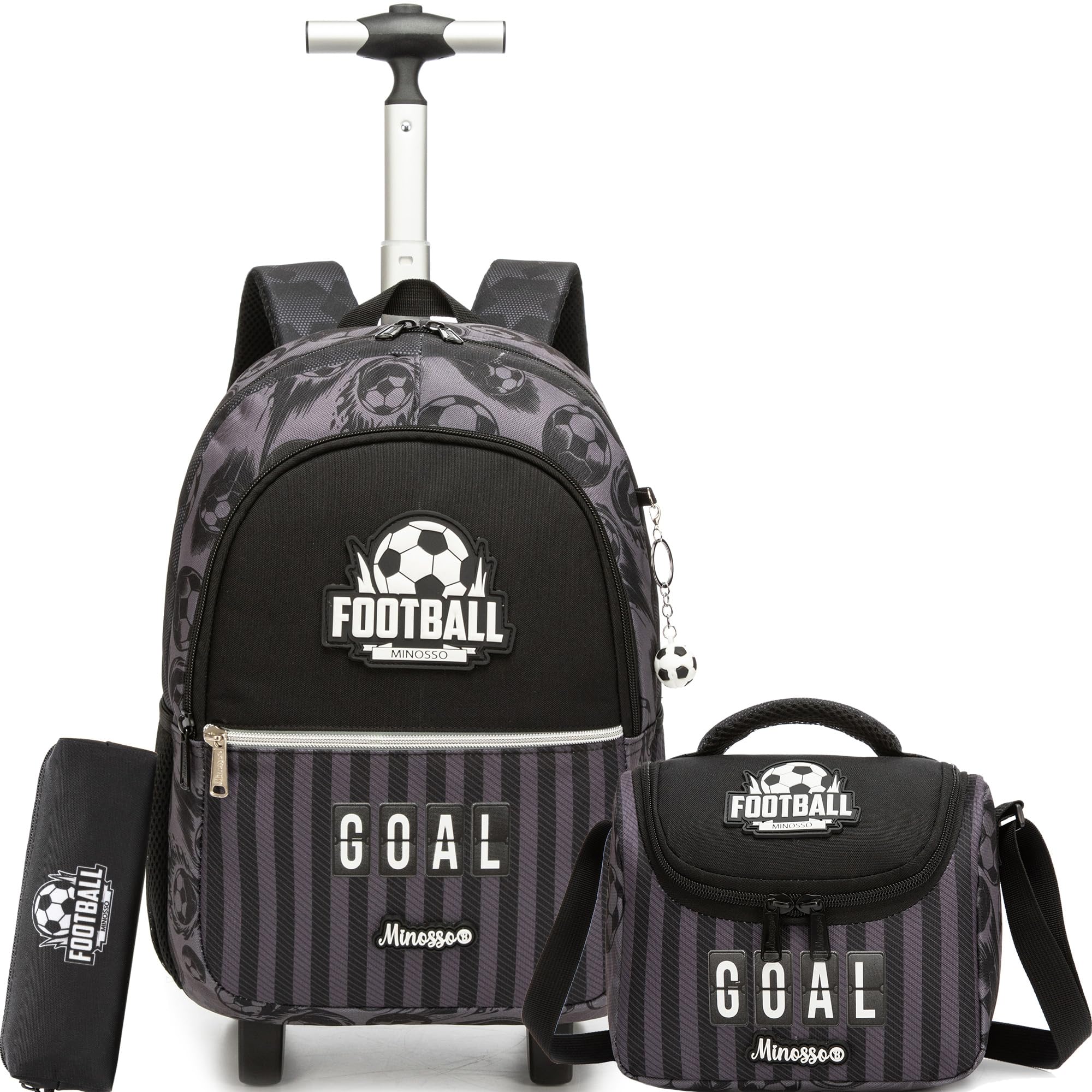 HTgroce Mochila Escolar Niños con Ruedas Fútbol– Trolley Primaria Ergonómico – Ideal para Vuelta al Cole y Regalo de Cumpleaños