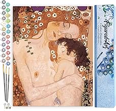 Figured'Art Klimt Adult Mother and Child Paint by Number - DIY Craft Kit - Complete Art Number - 40 x 50 cm without Wooden Frame