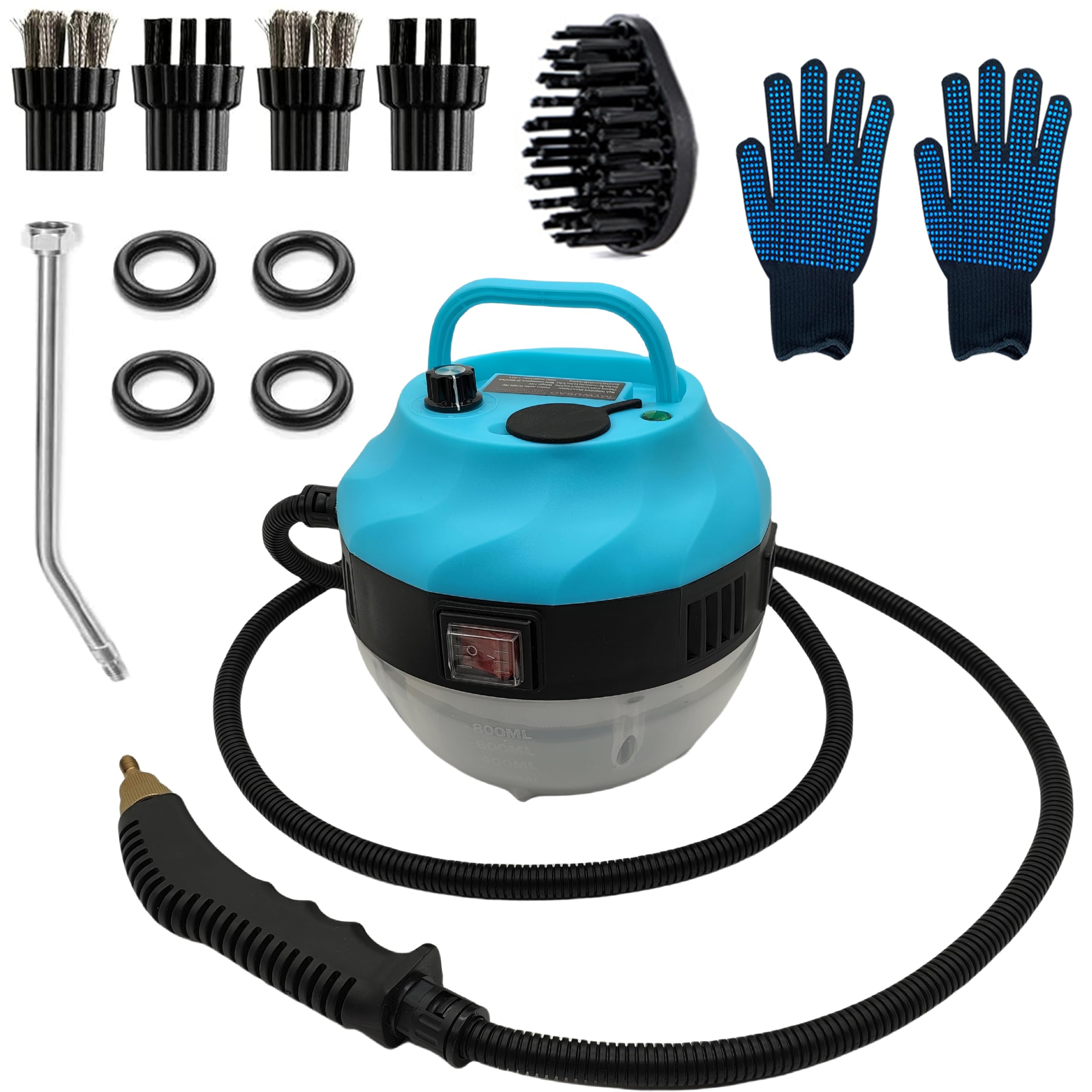 MYWUBAO Steam Cleaner 2500W High Temperature Pressurized Cleaner for Deep Cleaning, Car, Upholstery, Bathroom, Windows (Blue)