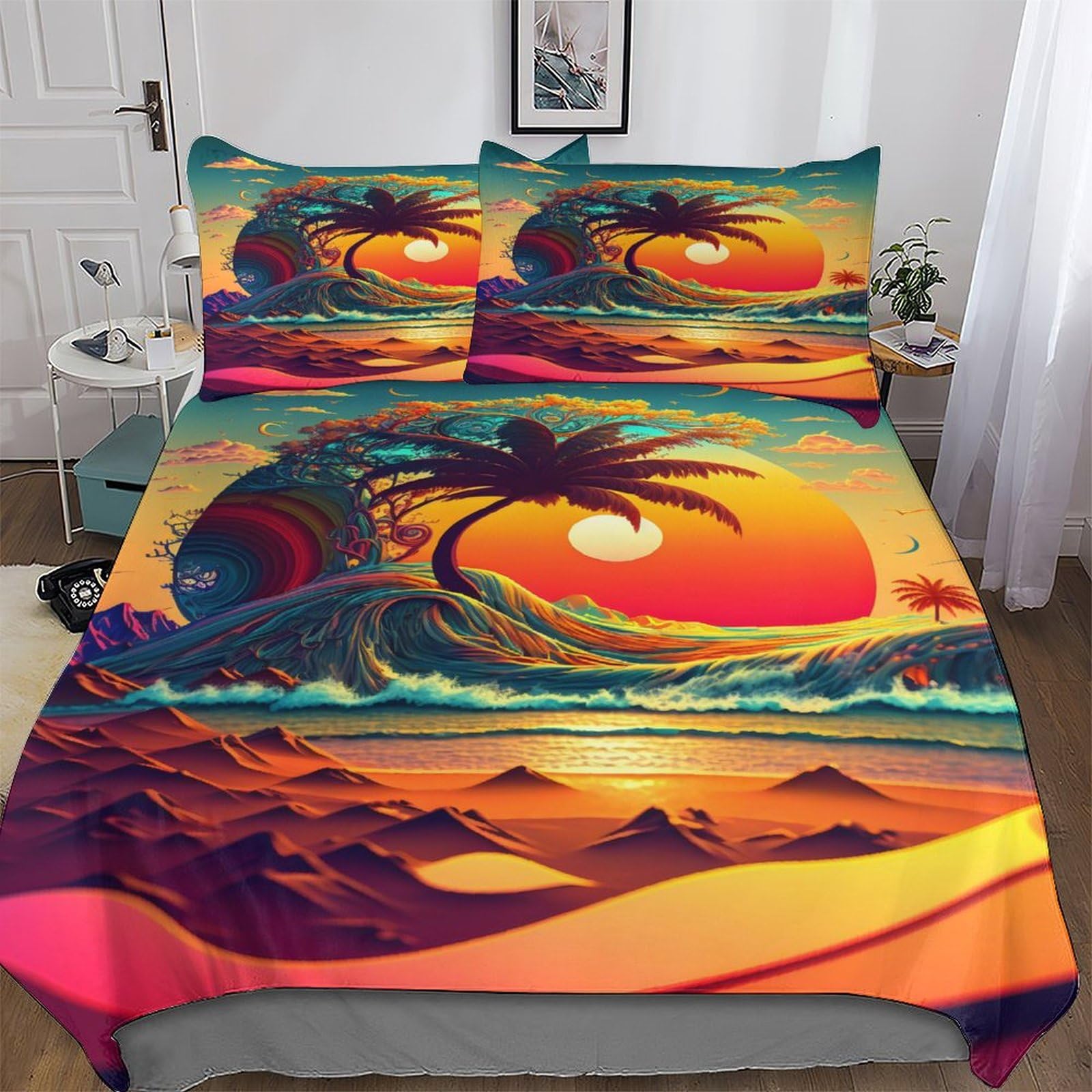 Housse de couette psychédélique zippée 220x240 finie la couette qui glisse