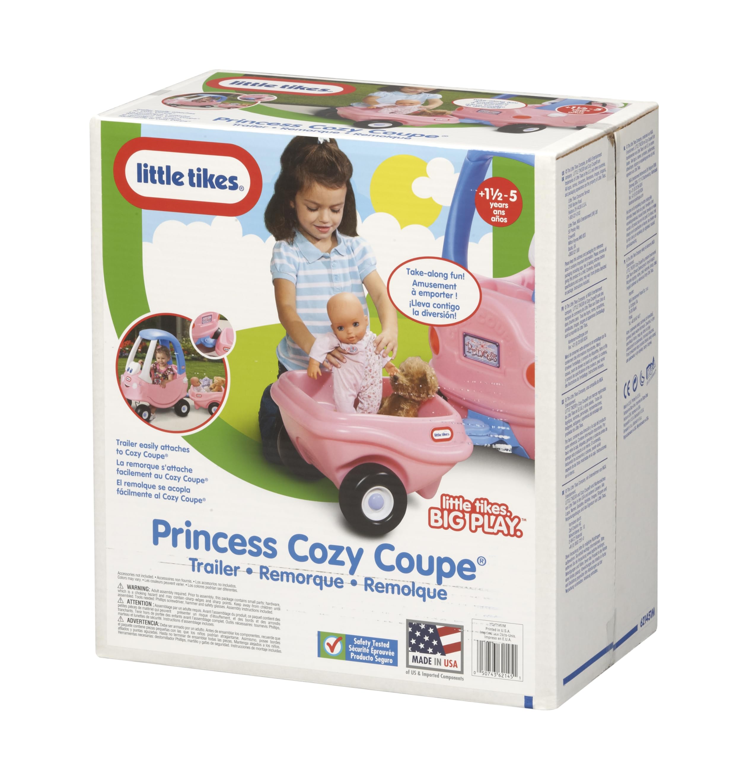 little tikes Princess Cozy Coupe Trailer - Jouet remorque pour Enfants, Encourage Le Jeu créatif, Convient aux Enfants âgés de 3 à 10 Ans