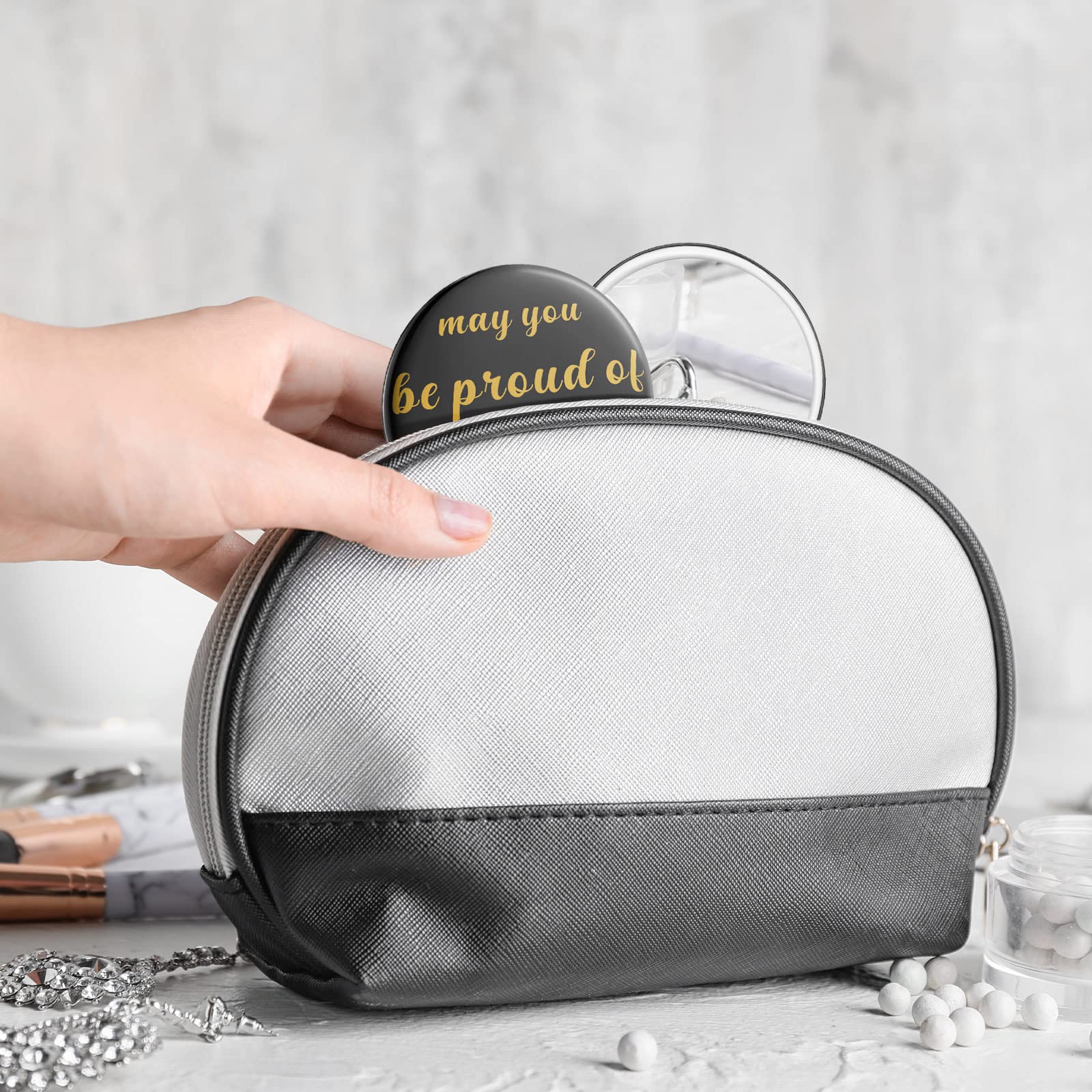 Gulfmew 36 Pcs 2.76 Inch Inspirational Compact Mirror Bulk Gifts for Women Black Gold Party Favors Mini Pocket Mirror Small Stuffer Items for gift Bags Christmas Coworker Employee Friends - Image 4