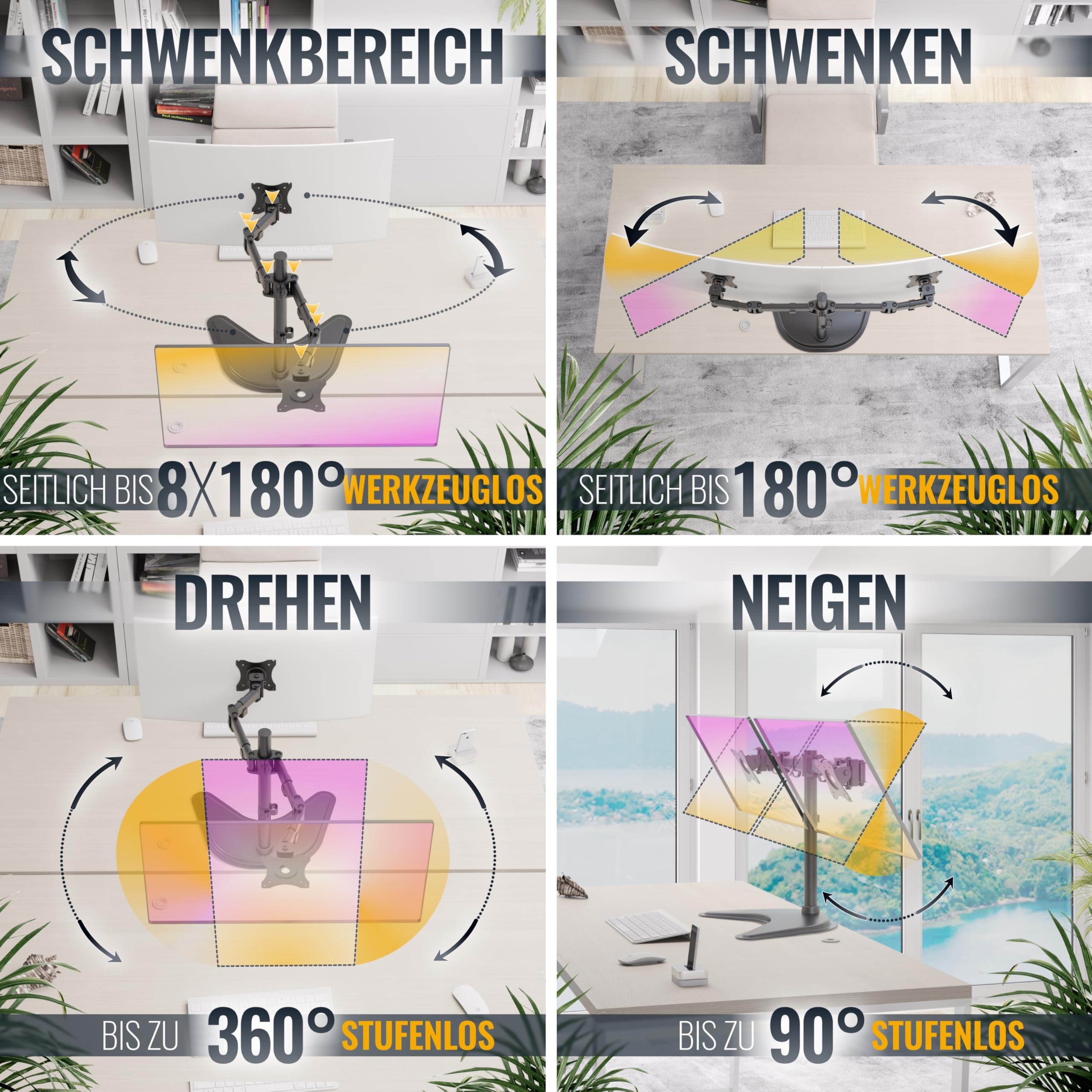 Ricoo Monitor Halterung 2 Monitore Bildschirmhalterung Arme Dual Monitor Arm für 13-27 Zoll Bildschirm Arm Halter TS5311 Tischhalterung VESA 75x75 100x100 Monitorhalter – Bild 3
