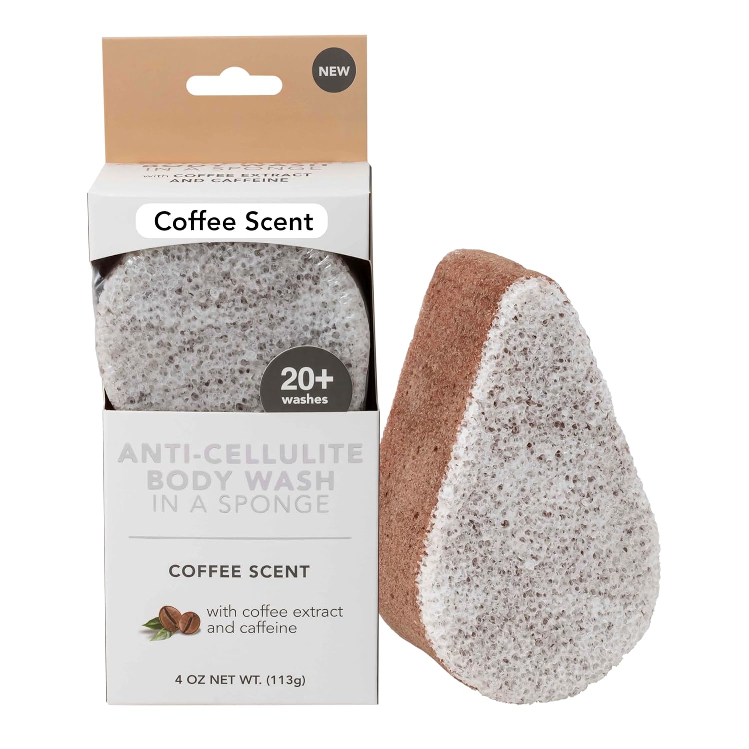 Spongeables Anti-Cellulite Body Wash in a Sponge, Moisturizer and Exfoliator, 20+ Washes