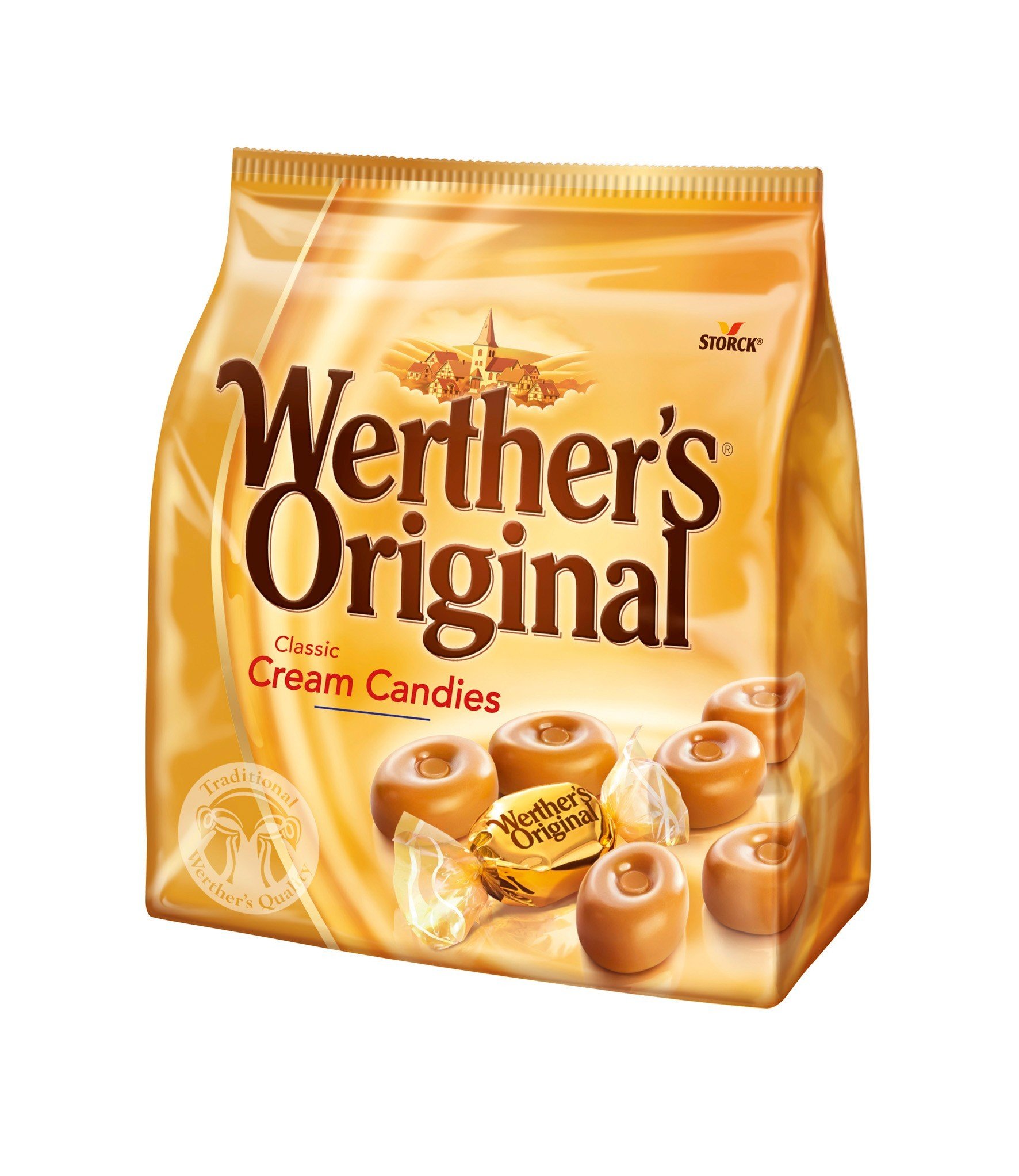 Werther's Original Cream Candies, Decadent Pouch Classic Caramel Perfect For Snacking 220g Each Individually Wrapped (Product Of Germany)