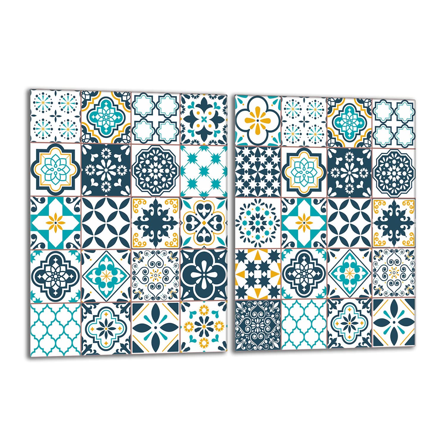 Tabla de cortar decorativa de cristal templado y cubre vitro, Placa protectora de vitrocerámica 40 x 52 cm 2 piezas, para inducción, protección contra salpicaduras, decoración, MOSAICO
