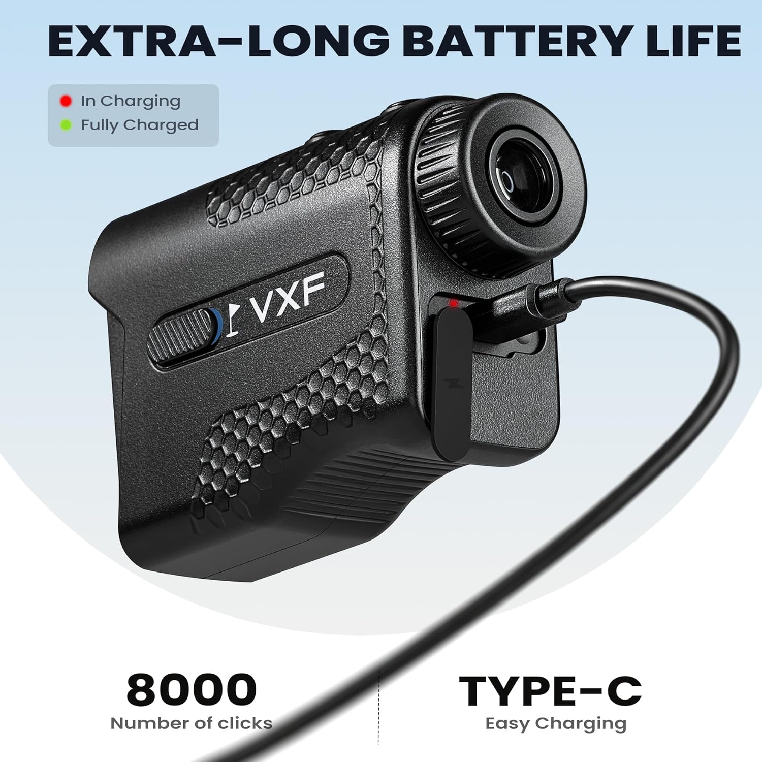 VXF Range Finder Golf, with Flag Lock Vibration (Class 1 Safe Laser), 6.5X Magnification, USB-C Rechargeable (Golf Accessories for Men)