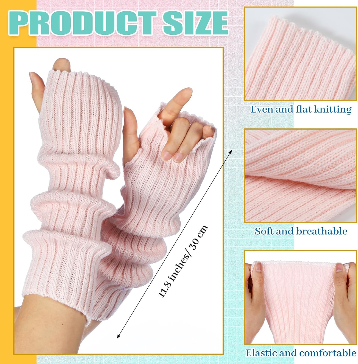 Berlune 6 Pairs Arm Warmers Kawaii Sleeves Cute Y2k Harajuku Japanese Style for Women Girls Lolita Costume School, 6 Colors