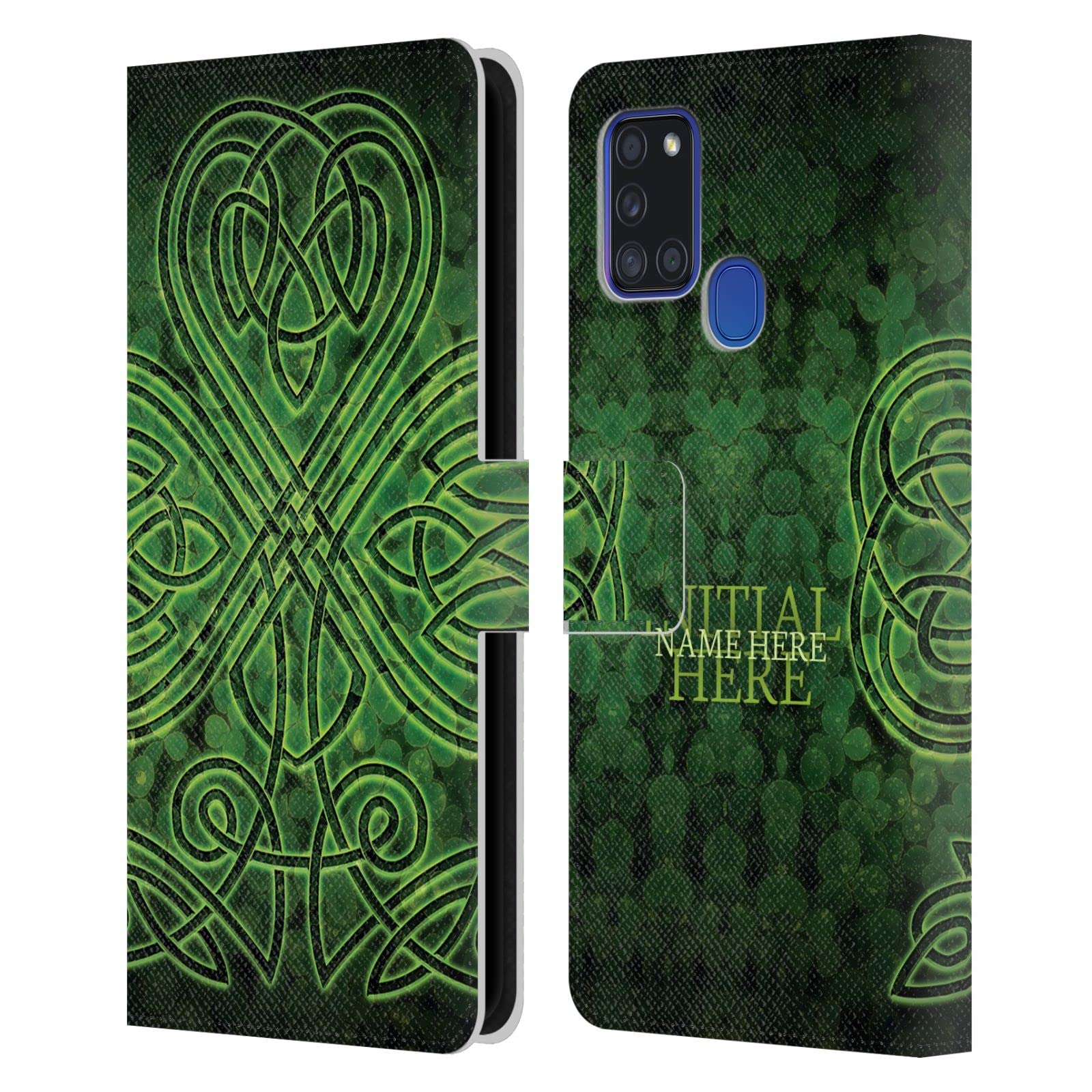 Housse cuir Galaxy A21s trèfle irlandais, finitions raffinées - 8