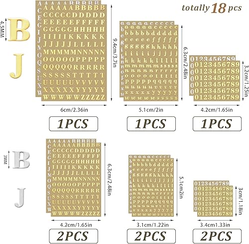 Miniatura 2 de Outus 18 hojas de calcomanías de letras pequeñas, minicalcomanías de números del alfabeto, autoadhesivas, letras de monograma, calcomanías de letras