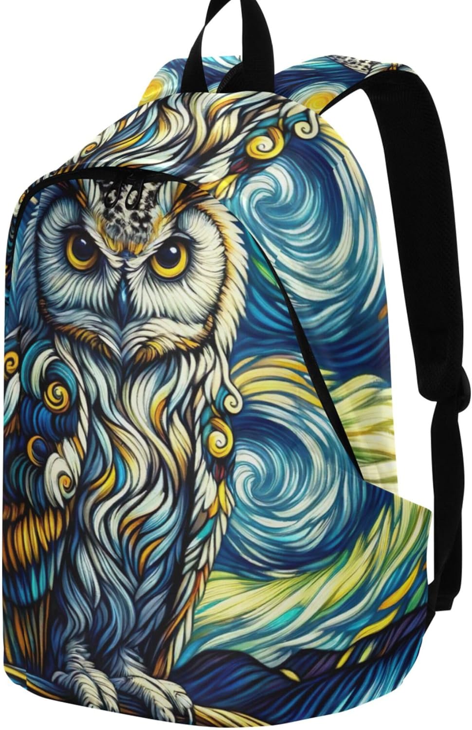 Joisal Ladies Casual Backpacks for Women Cute Starry Night Owl Painting Casual School Backpack for Teens
