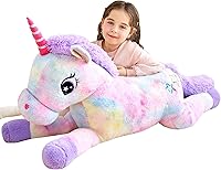 IKASA 43-Inch Giant Unicorn Plush Toy - Jumbo Soft Stuffed Animal, Fluffy Oversized Hugging Pillow for Kids, Girls, Boys & Gifts (Multicolored)