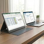 Moniteur portable 15.6 de pouce FHD 1080P 60Hz IPS Affichage, double USB-C & Mini HDMI Ports, moniteur de jeu ultra-mince avec Smart Cover, Plug & Jouer pour ordinateur portable PC Téléphone Mac PS5 Commutateur Xbox