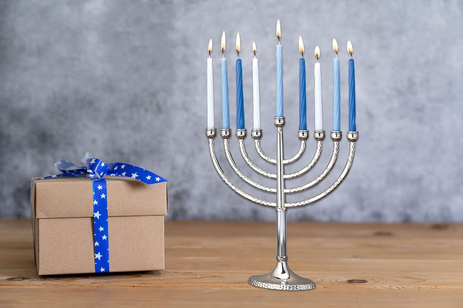 Rite Lite Classic Chanukah Menorah with Hammered Accents with Black & Silver - Hanukah Menorah (Black & Silver) : Home & Kitchen