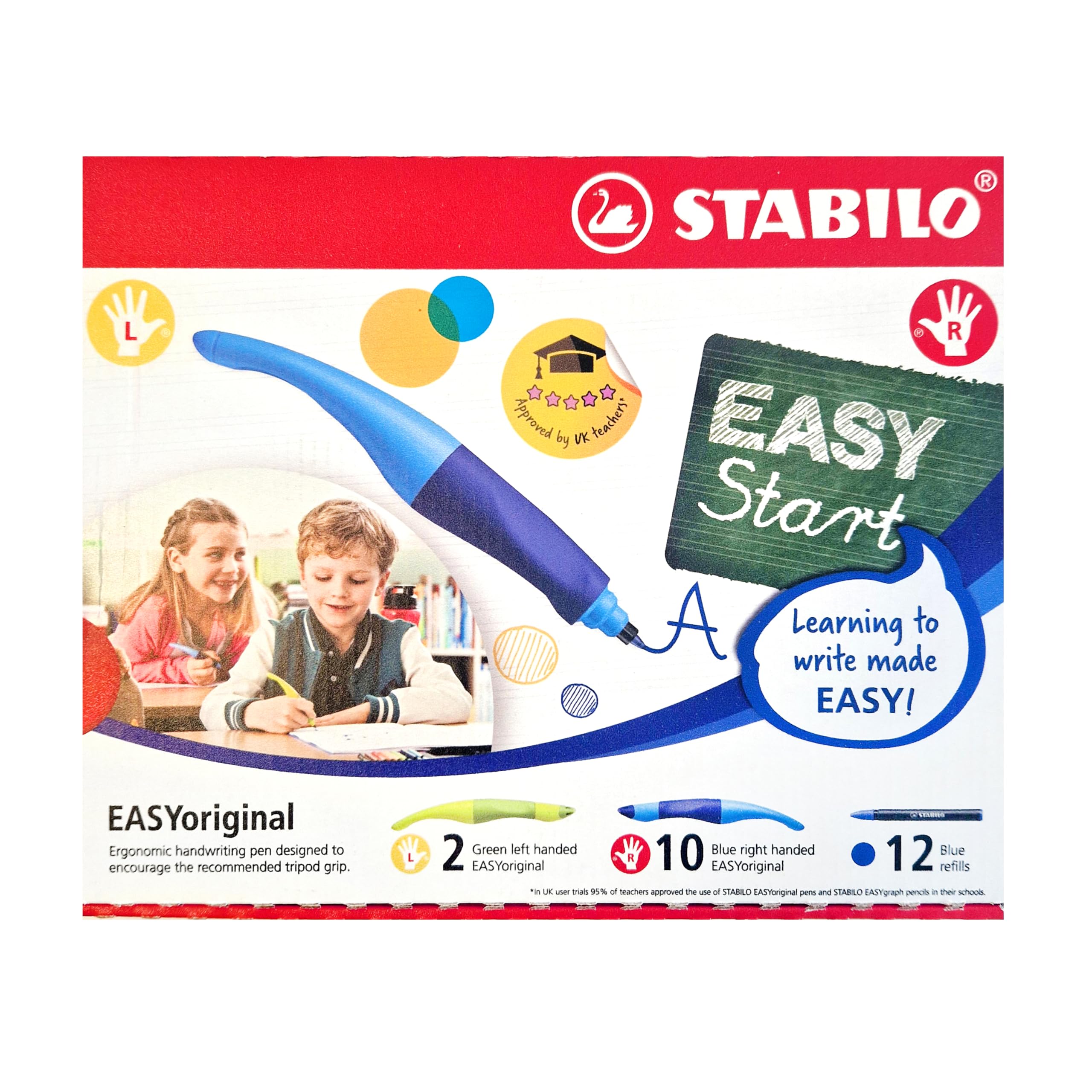 Ergonomic Rollerball - STABILO EASYoriginal - Classpack of 12 Pens & 12 Refills