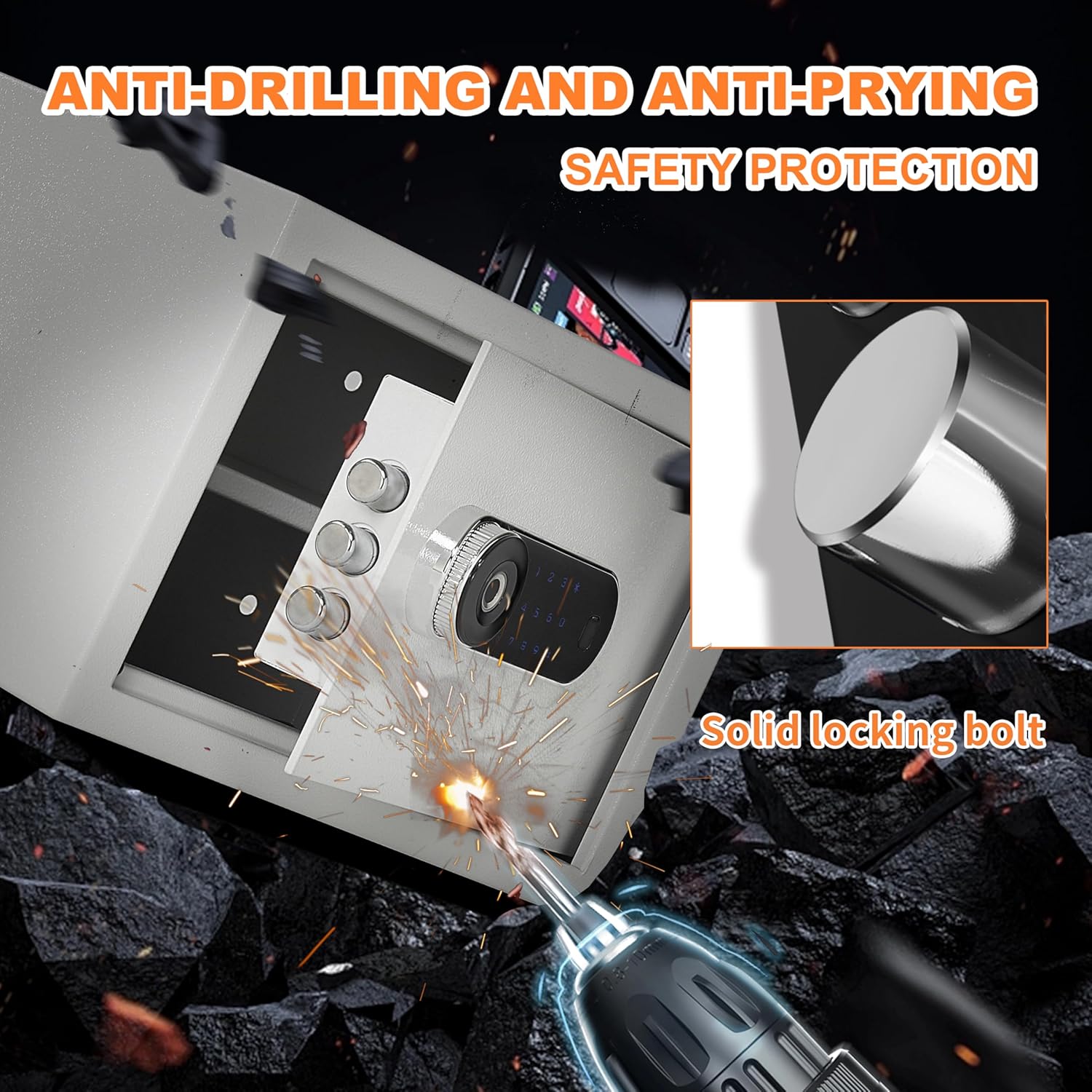 1.0 Cubic Feet Safety Steel Home Safes，With Fireproof Document Bag,Biometric Fingerprint Touch Screen Safe, for Wardrobe,Home,Office,Hotel.(With fireproof bag, 9.8"H X 13.8"W X 10.8"D)