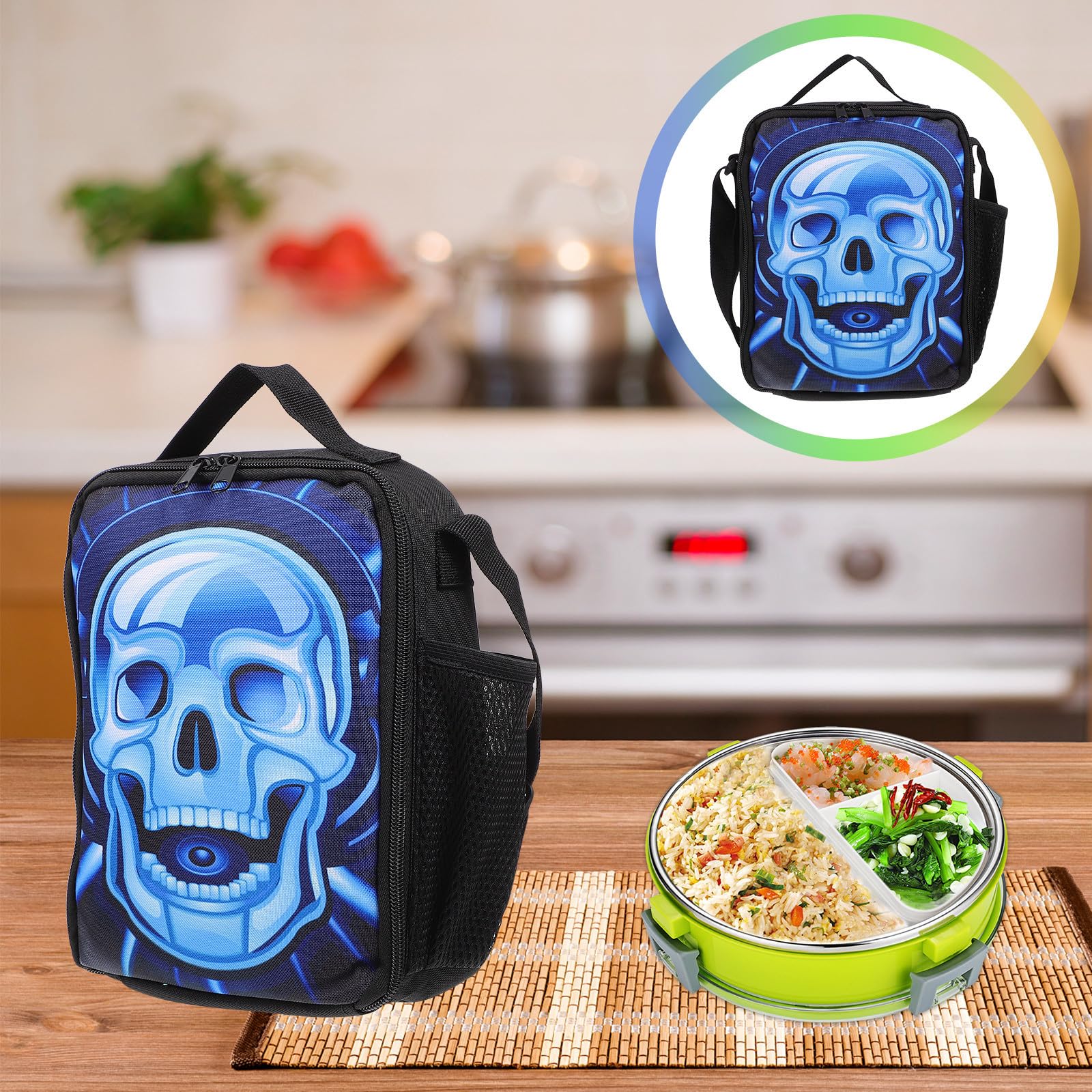 Abaodam 3 Pezzi Borsa Pranzo e Studenti in Poliestere Grande Capacità, Design Creativo e Multiuso per Picnic e Scuola