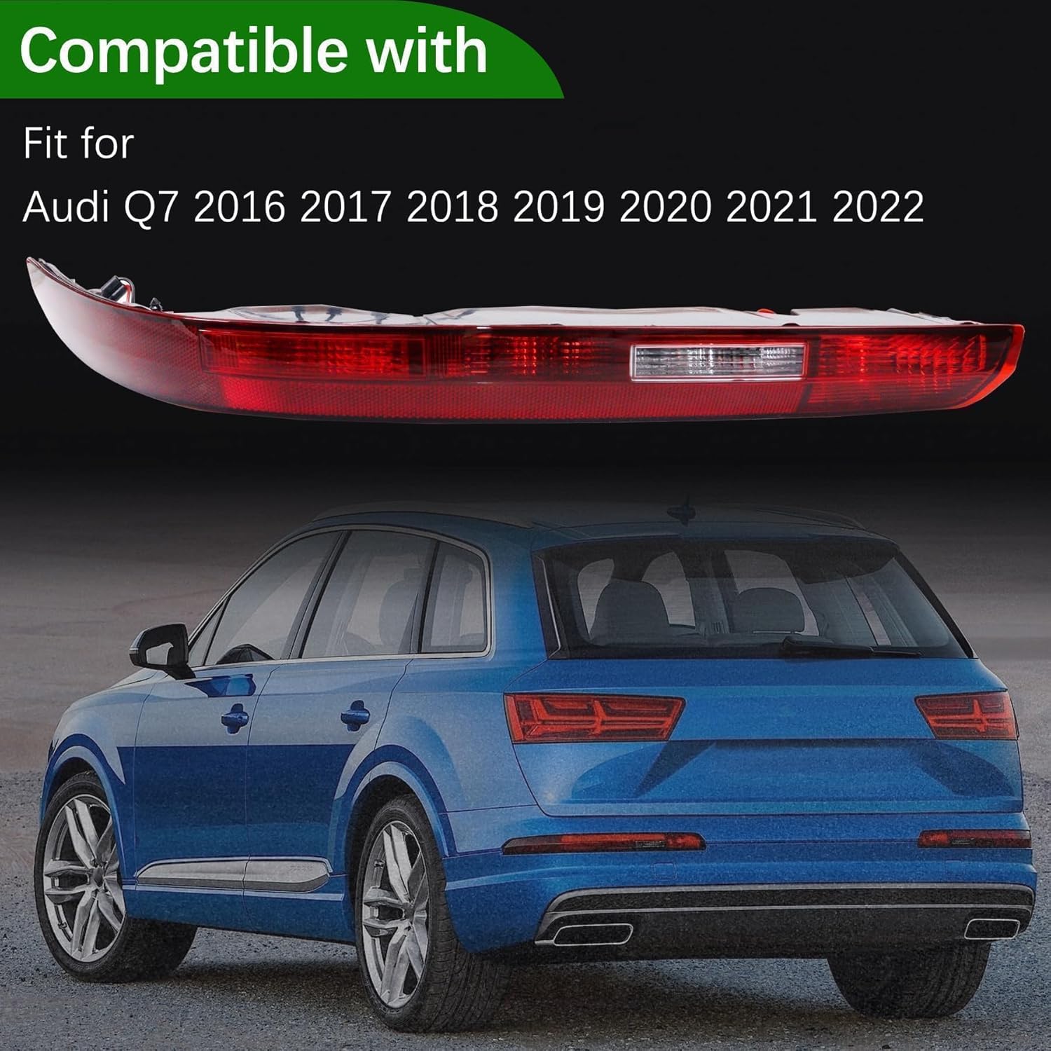 Right Rear Bumper Reflector Tail Light Fog Lamp w/Bulbs Compatible with Audi Q7 2016-2022 Right Passgenger Side, Taillight Assembly Fog Lamp Replace 4M0945095