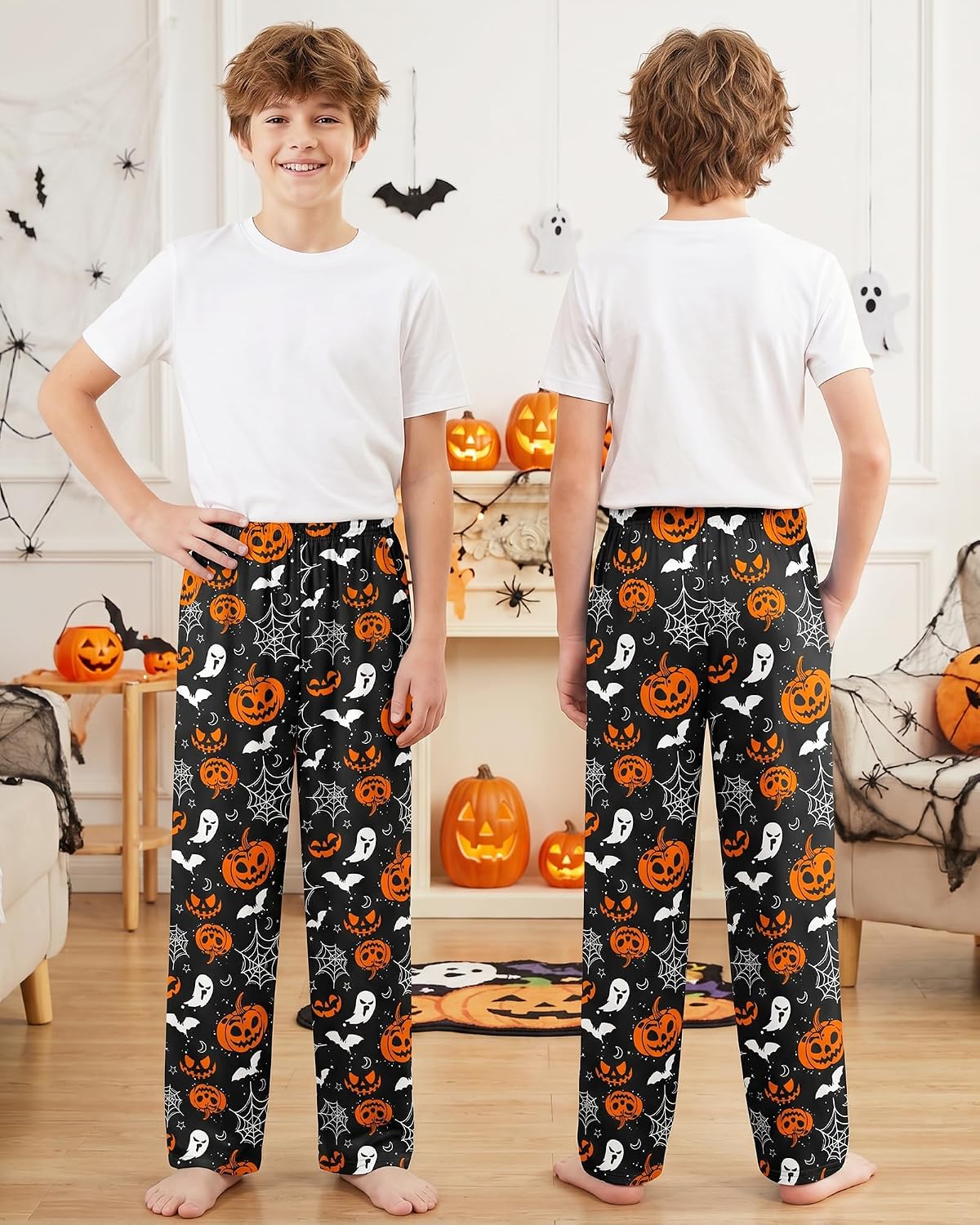 PASHOP Boys Pajama Pants Soft Long Boys Pajamas Pj Pants Bottoms with Elastic Waist and Pockets Kids Sleepwear Size 10-14