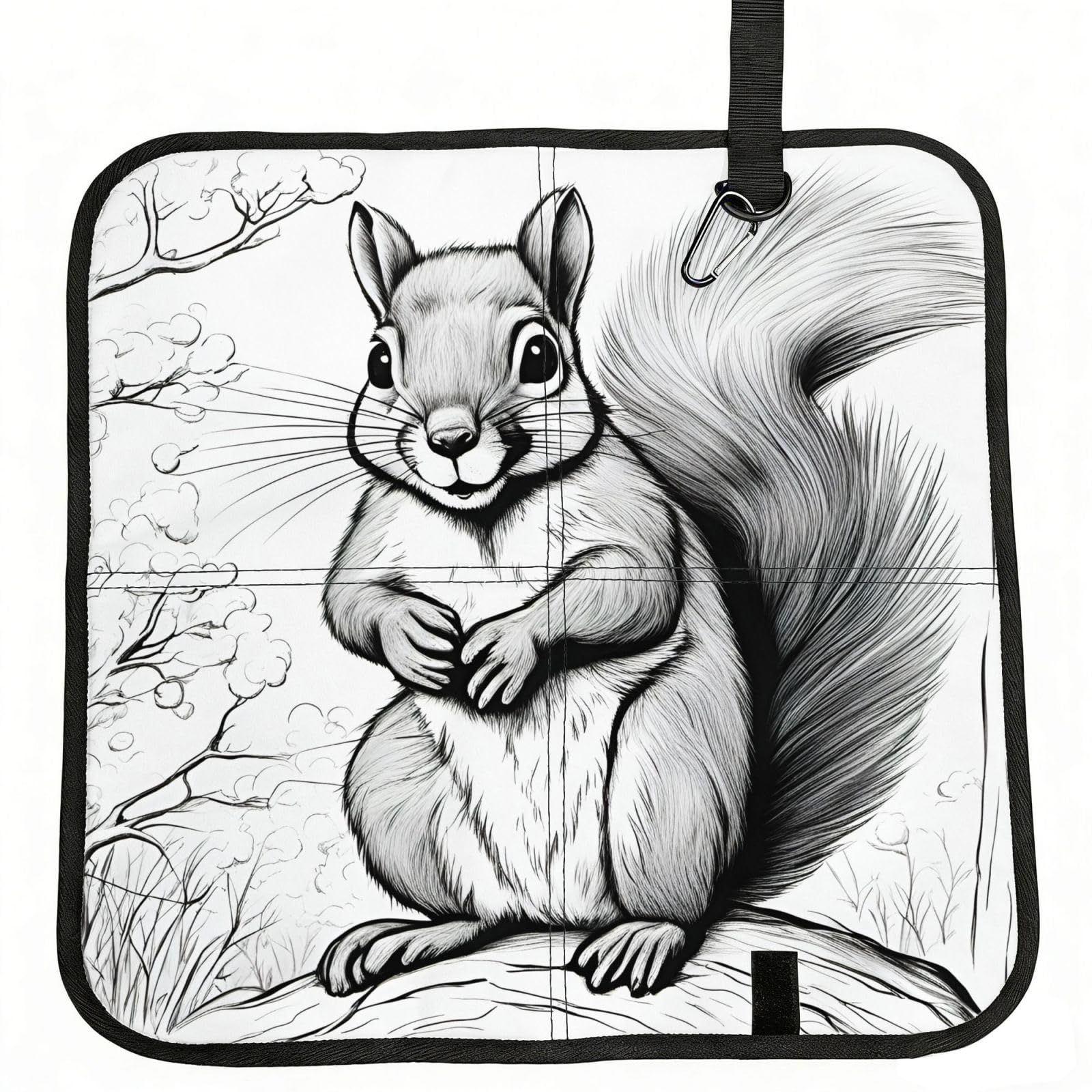PPHGUT Cartoon Squirrel Print Foldable Seat Cushion Waterproof Portable Chair Pad Travel Outdoor Picnic Camping