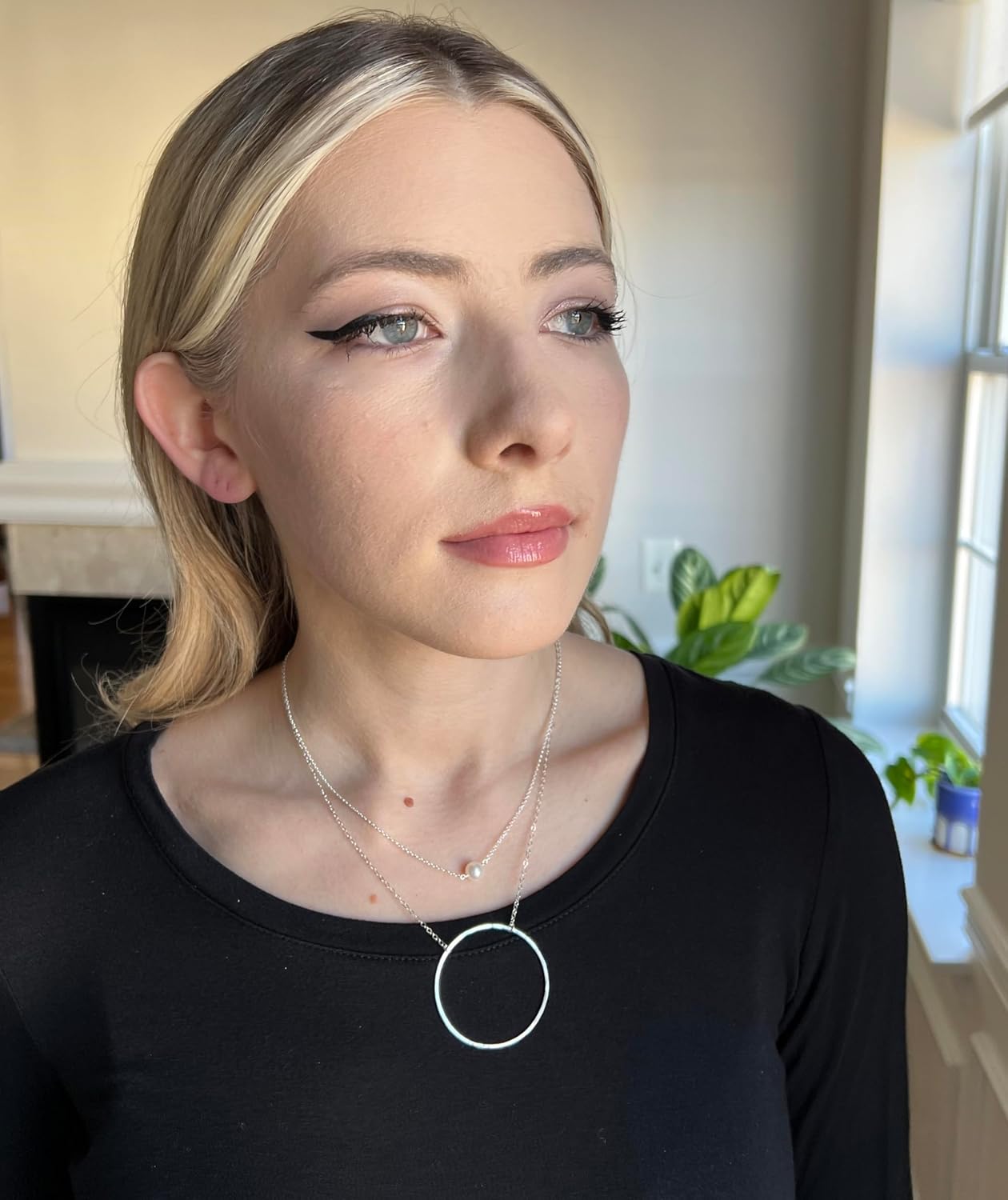 Gold Circle Necklace, 14k Gold Filled or Sterling Silver Circle Necklaces for Women, O Ring, Eternity Karma Large Pendant, Adjustable, Austin Down to Earth