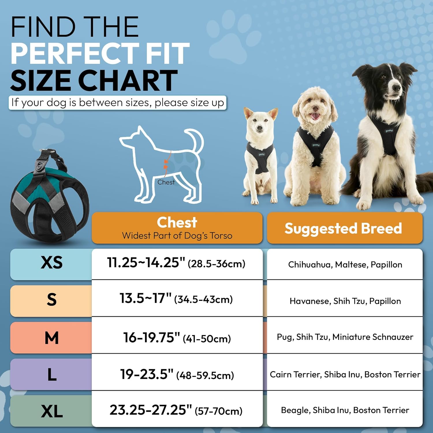 Gooby Soft Mesh X Step in Dog Harness - Turquoise, Medium