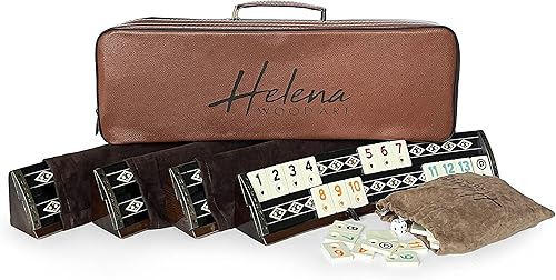 Miniatura 8 de Juego de Rummi de chapa negra natural con incrustaciones de mosaico de madera masiva elíptica hecha a mano - Juego de Rummy - Juego de Okey - Tile