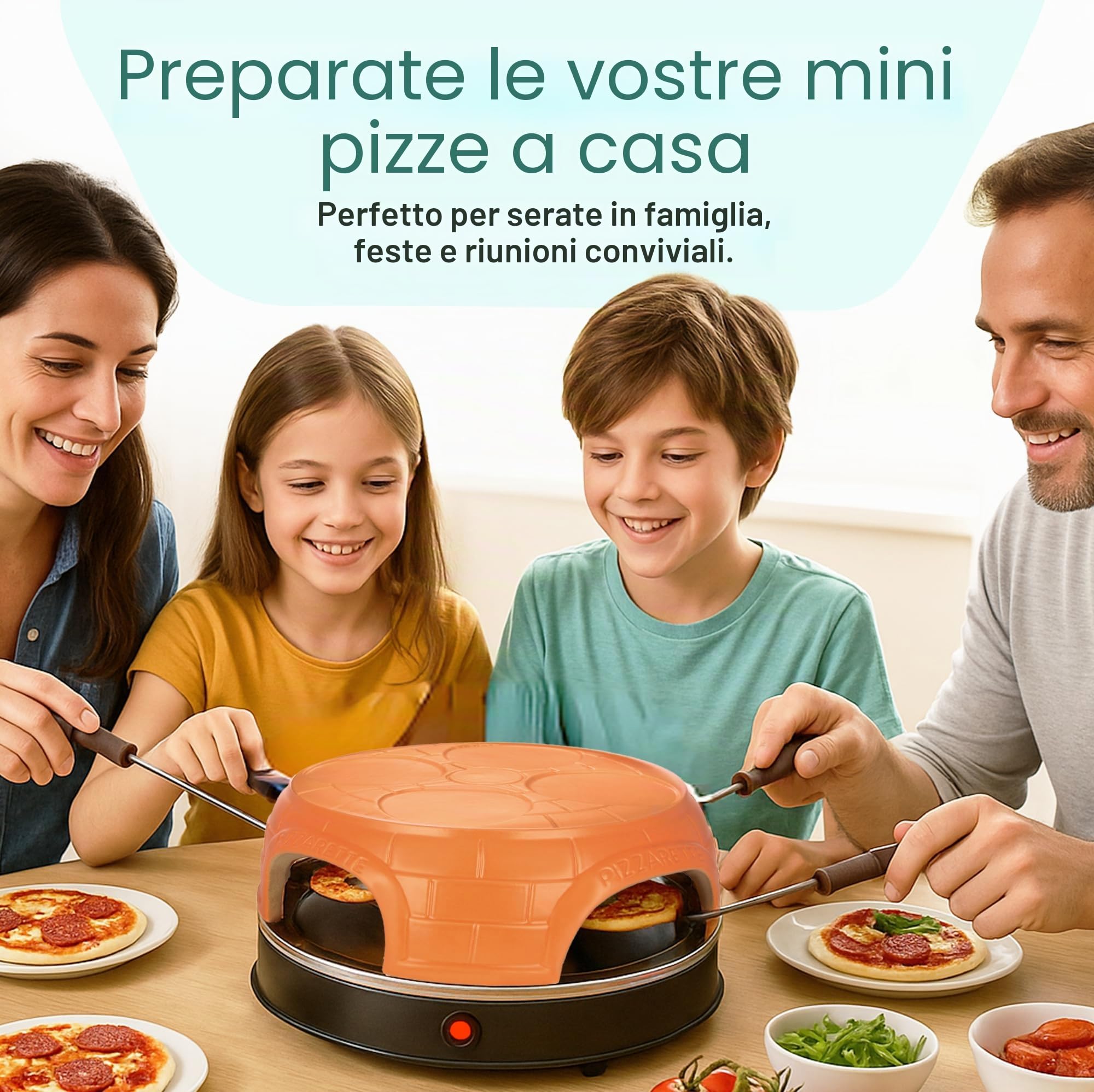 Emerio PIZZARETTE PO-115847.1 - Forno per pizza "PIZZARETTE l'originale, in terracotta fatta a mano, nuovo design PRE-BAKE, per mini pizza
