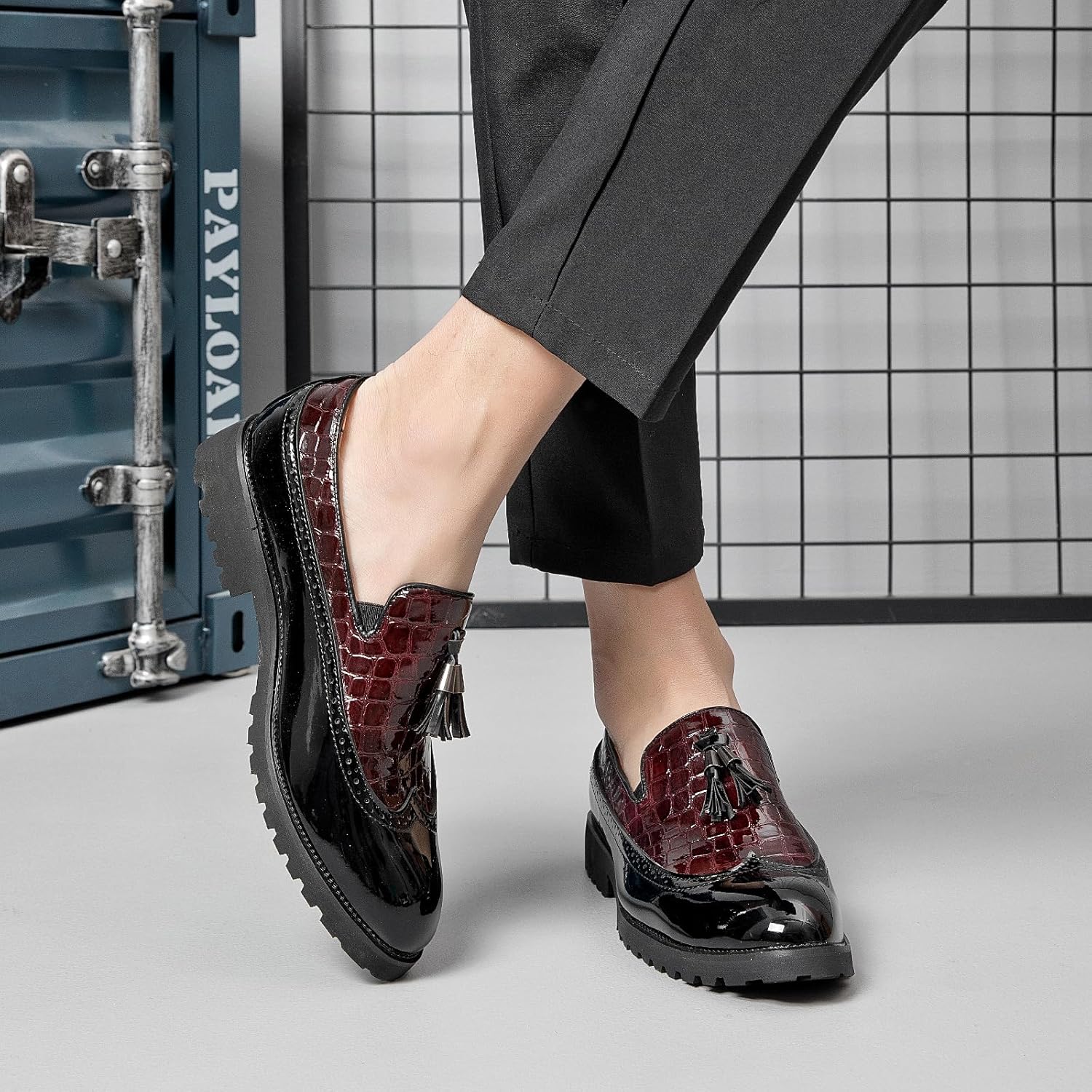 Men's Tassel Loafers Leather Wingtip Brogue Dress Shoes Casual Slip-On Business Work Office Shoes - Image 3