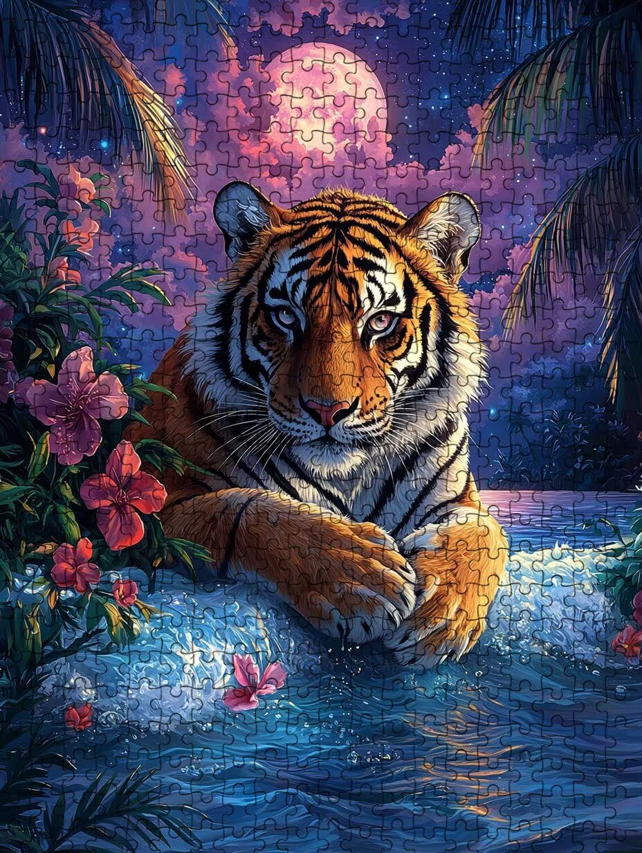 Puzzle 5000 Teile, Teich Tiger Puzzle Erwachsene 5000, Klassische Puzzles, Geschicklichkeitsspiel, Puzzlespiele für Die Ganze Familie, Mit Verpackung, Dekoration Puzzles Geschenke BXHZW3-145