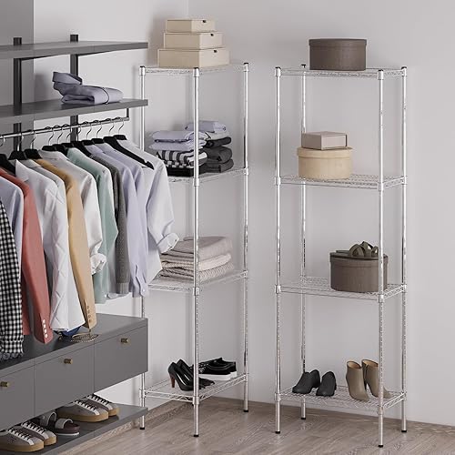 Miniatura 4 de Kit de estantería de alambre cromado de 4 niveles de 14 pulgadas de profundidad x 24 pulgadas de ancho x 74 pulgadas de alto  Unidad de estante de