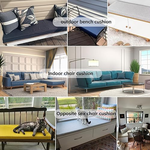 Miniatura 7 de VKETU Cojines de banco personalizados, cojines de asiento oscilante con parte inferior antideslizante para interiores y exteriores, cojín de espuma