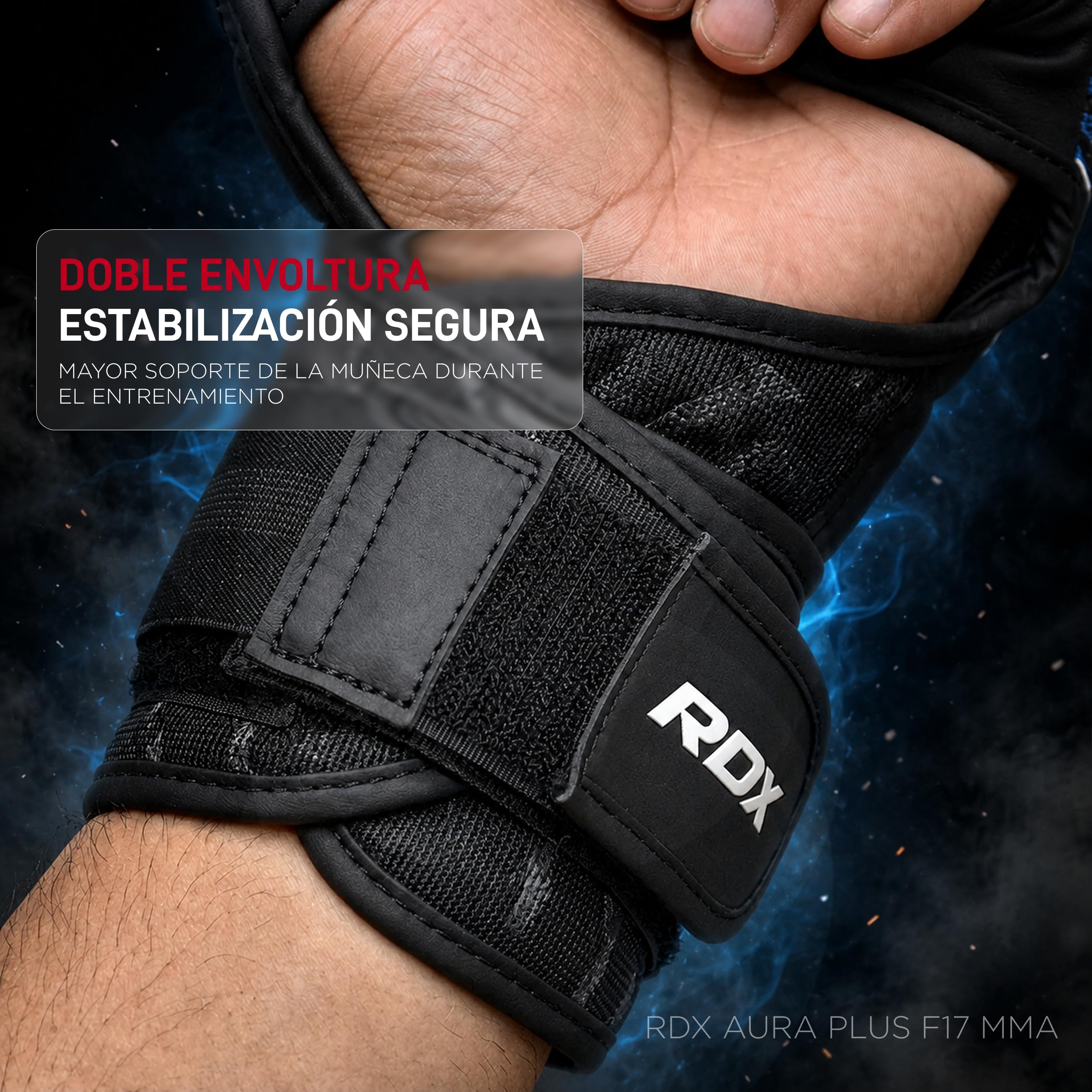 RDX Aura Plus F17 Guantes de Grappling para Hombre y Mujer, Guantes MMA con Palma Abierta, Guantes de Entrenamiento para Agarre, Sparring y Lucha en Suelo, Acolchado Amortiguador