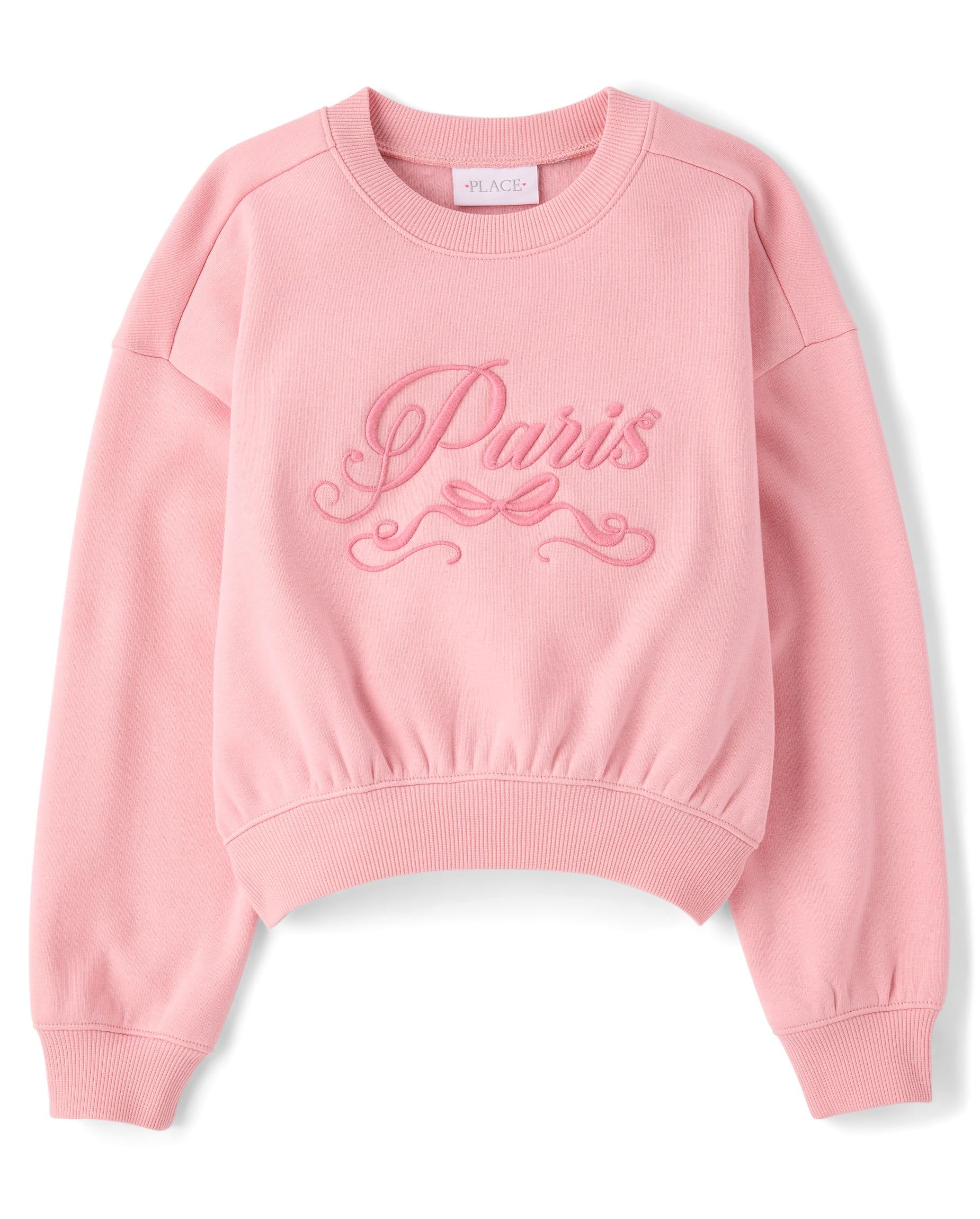 The Children's Place Girls' Active Long Sleeve Embellished Winter Warm Sweatshirt