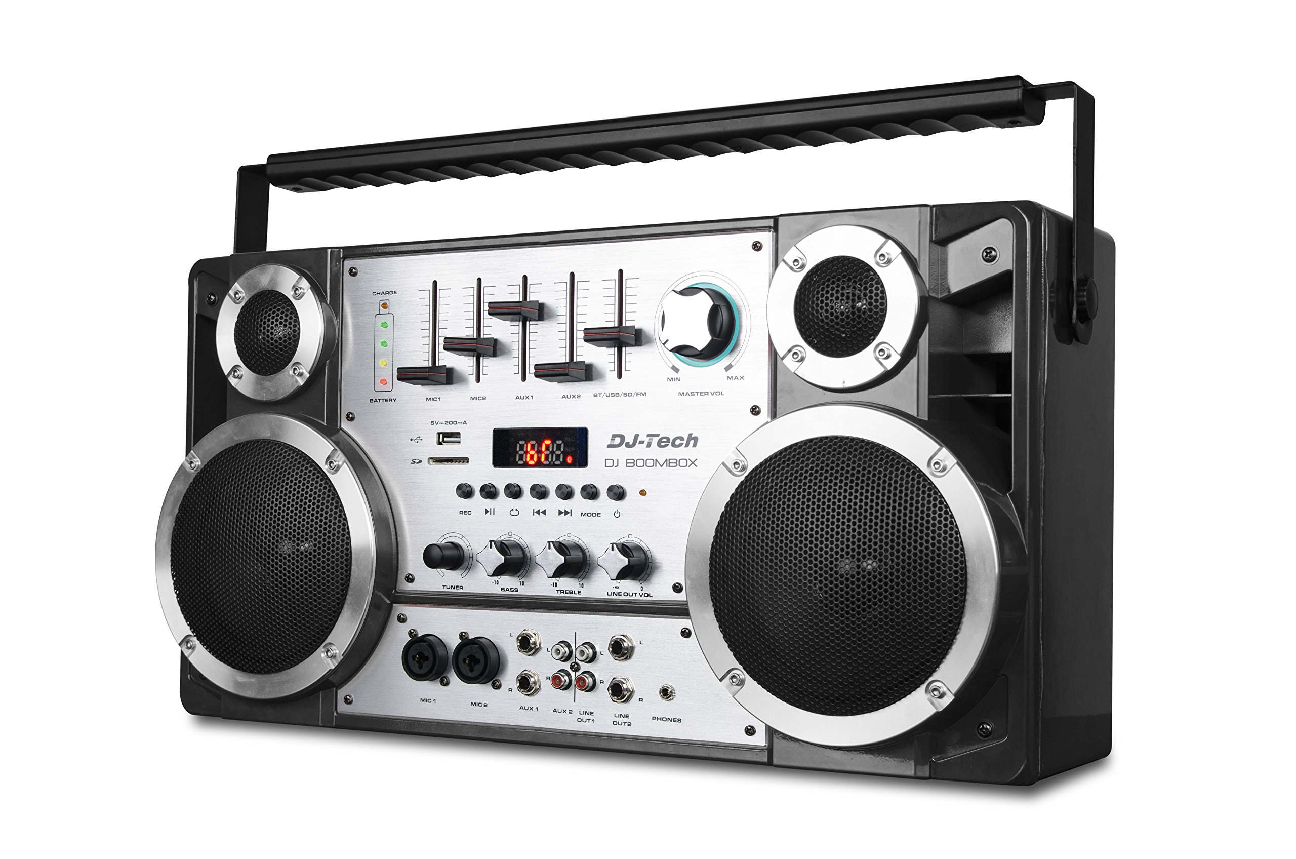 DJ Tech DJT-DJBOOMBOXB Portable DJ Boombox - Black with Bluetooth