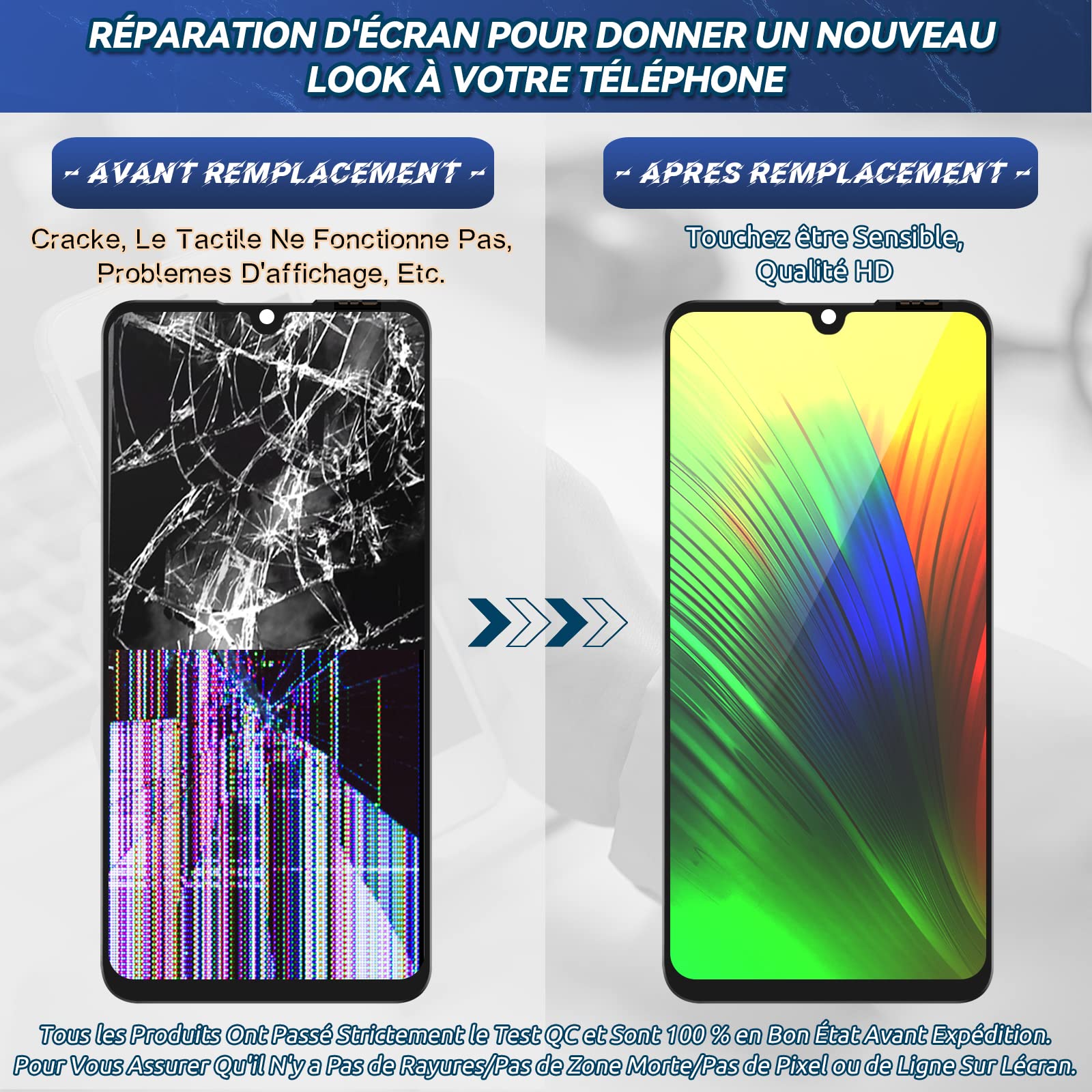 RongZy Écran de Rechange pour 6.15" Huawei P30 Lite MAR-L01A MAR-L21A MAR-LX1A Écran LCD + Vitre Numériseur Tactile Capteur Assemblé Remplacement pour P30 Lite(Noir)