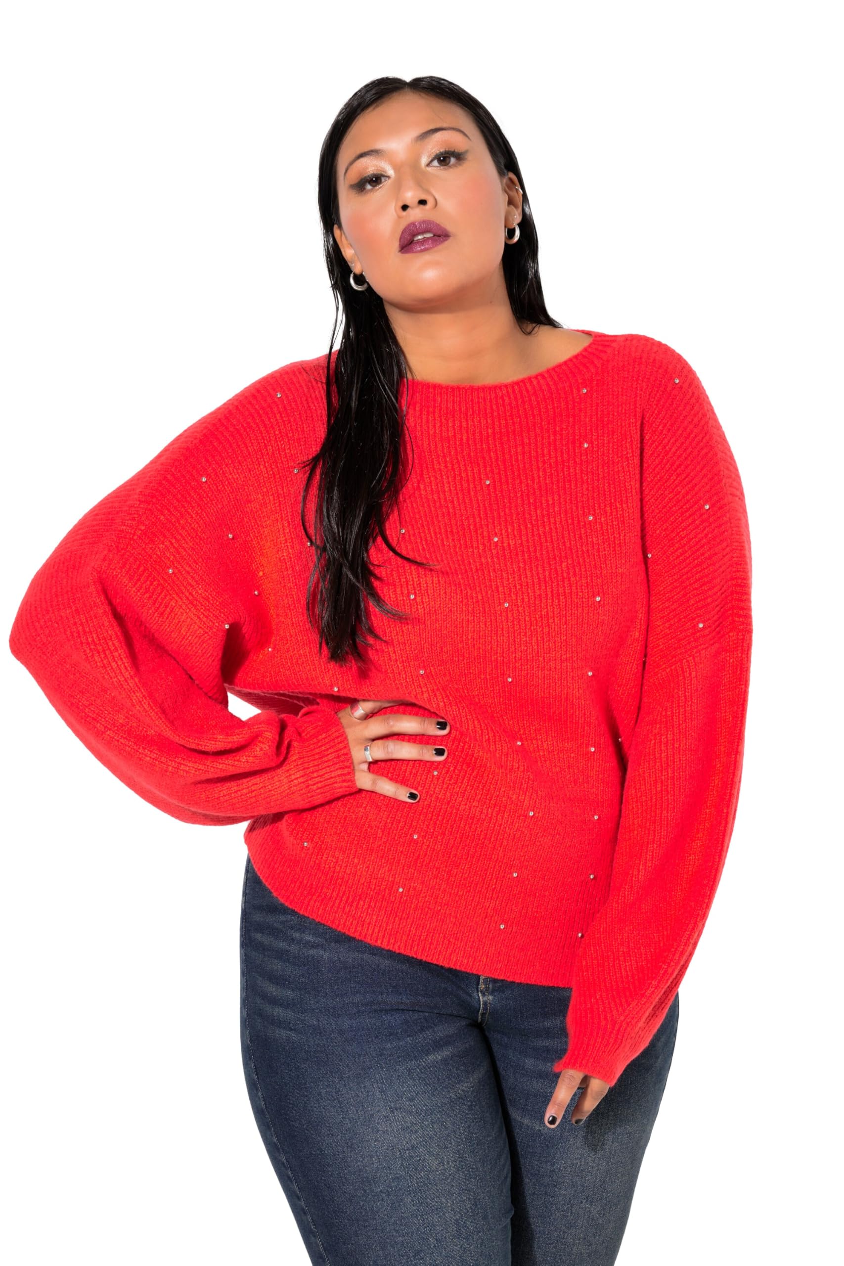 Studio Untold Damen große Größen Übergrößen Plus Size Pullover, Oversized, Zierperlen 836802