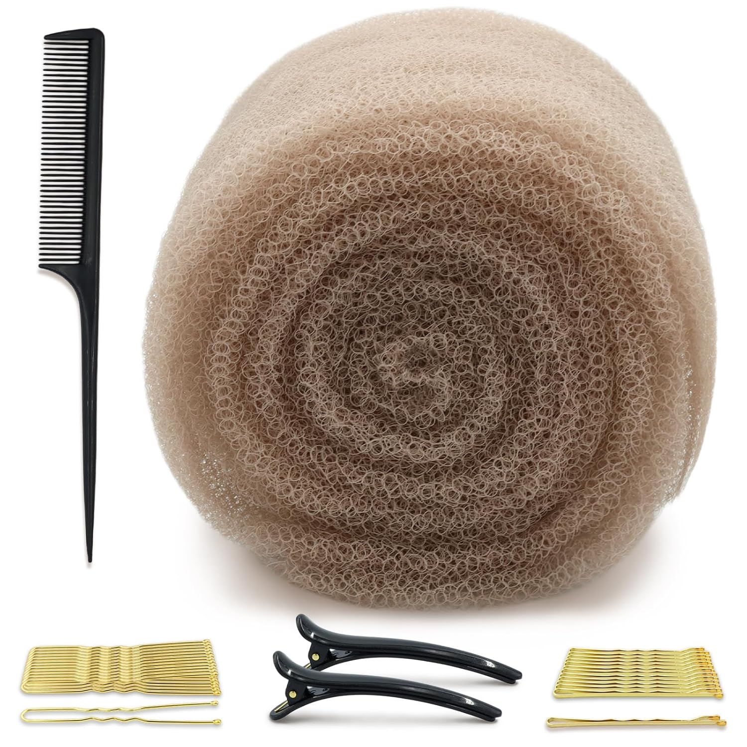 Hair Padding for Updos with Bobby Pins, U Shaped Hair Pins, Duckbill Clip And Comb, Undetectable Sponge Hair Filler Pads for Brides, Performers, Parties, Weddings, Everyday Styles